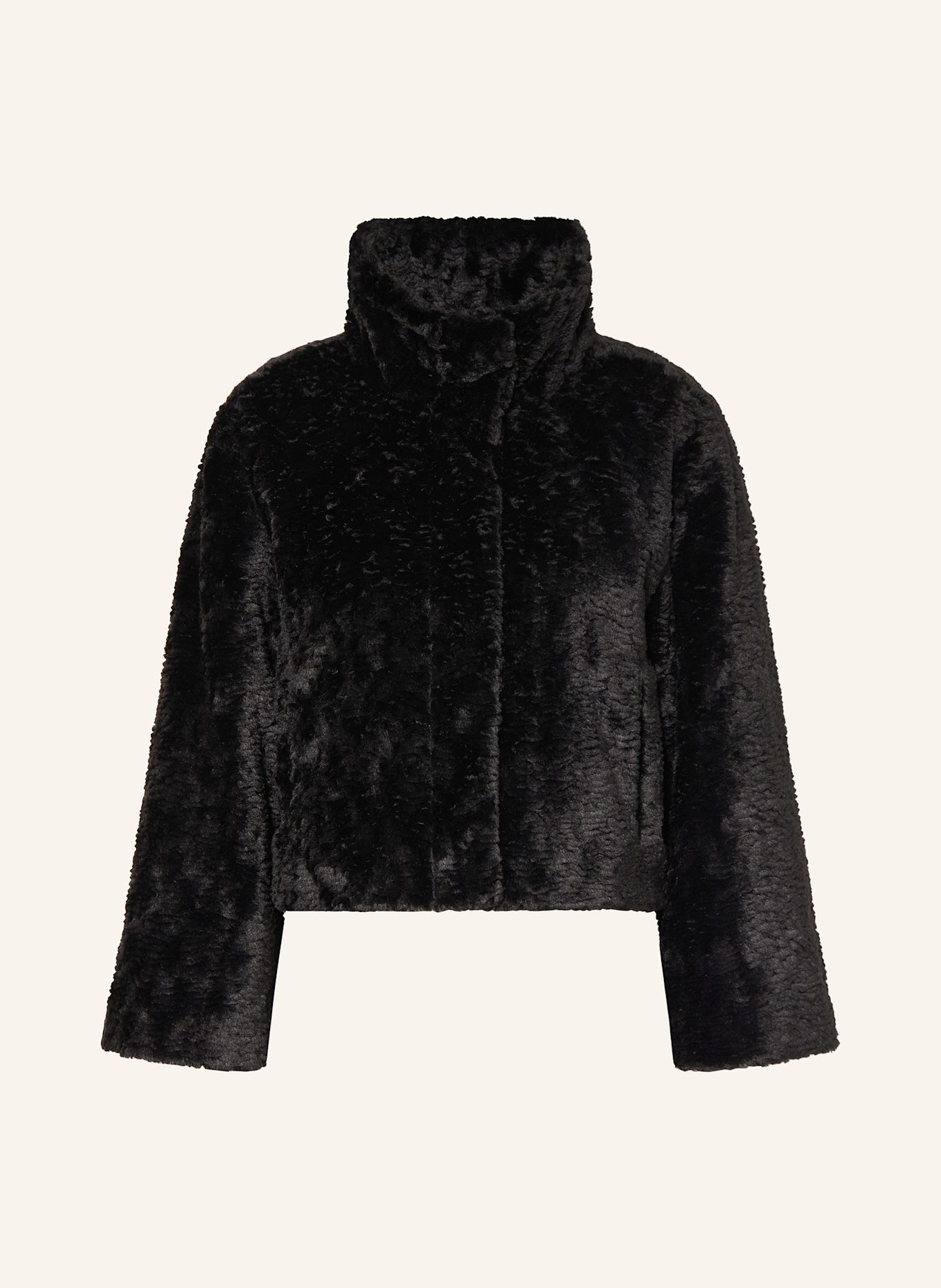 Black faux fur jacket women sales