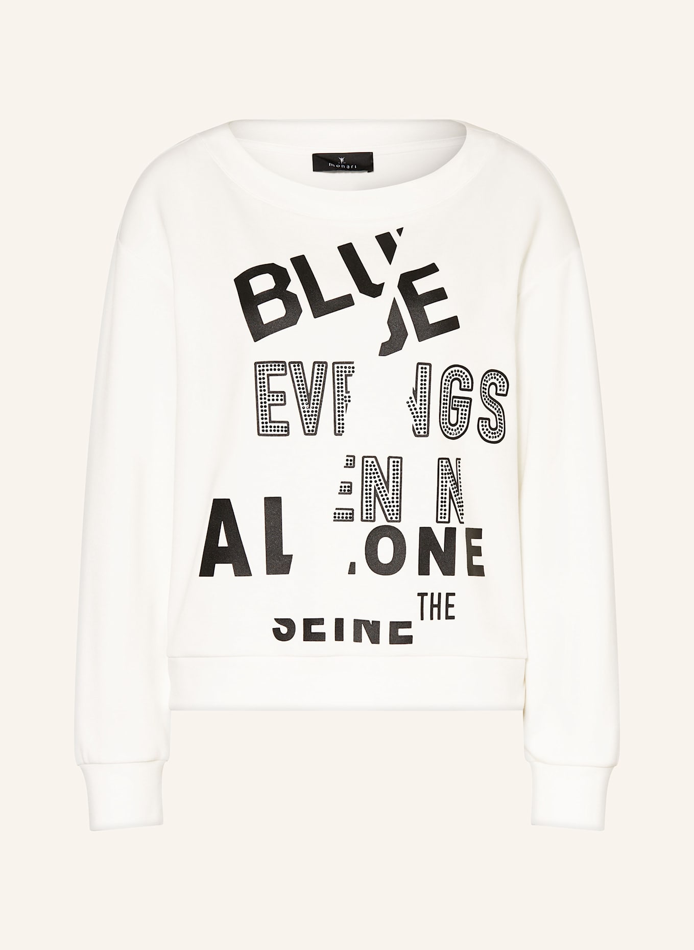 monari Sweatshirt mit Schmucksteinen: ECRU