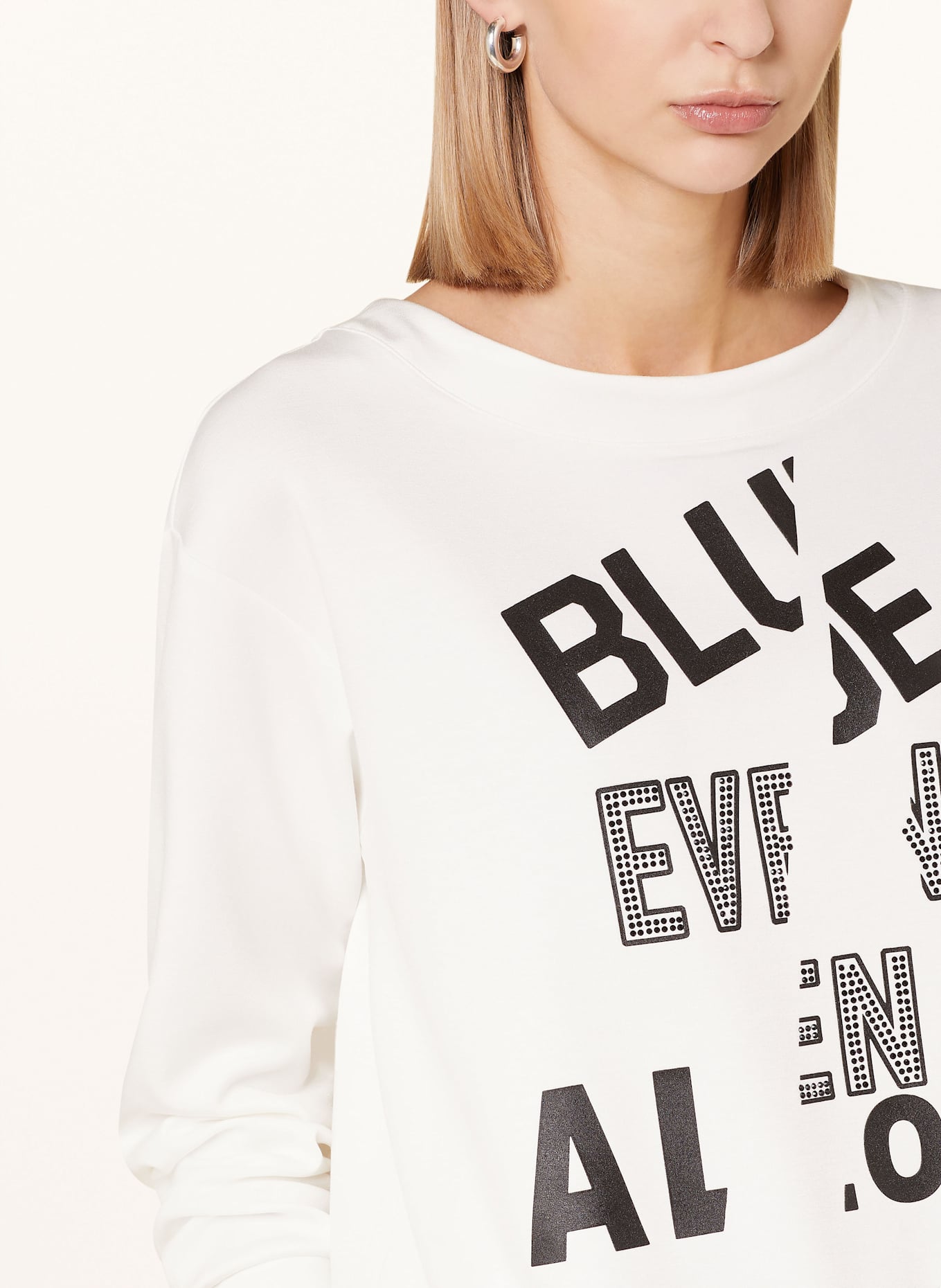 monari Sweatshirt mit Schmucksteinen: ECRU