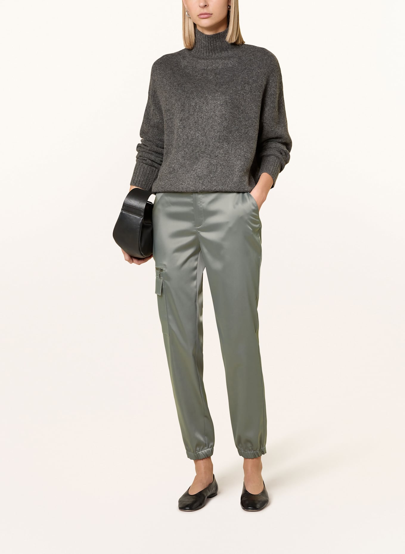 monari Cargo kalhoty ze saténu: ZELENÁ