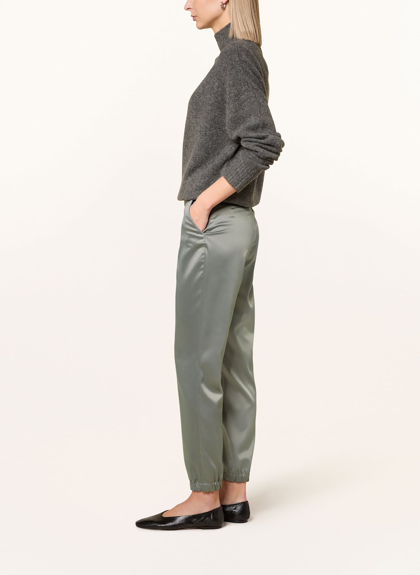 monari Cargo kalhoty ze saténu: ZELENÁ