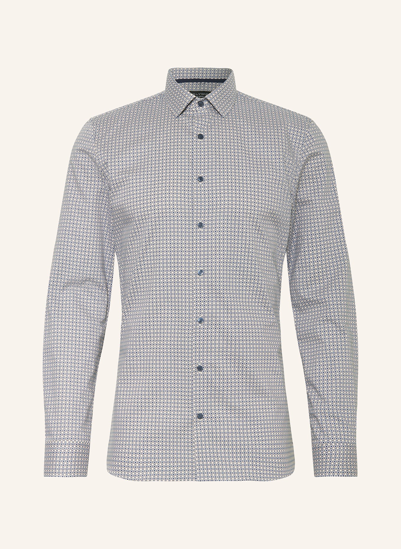 OLYMP Hemd No. Six super slim: BEIGE / DUNKELBLAU / WEISS
