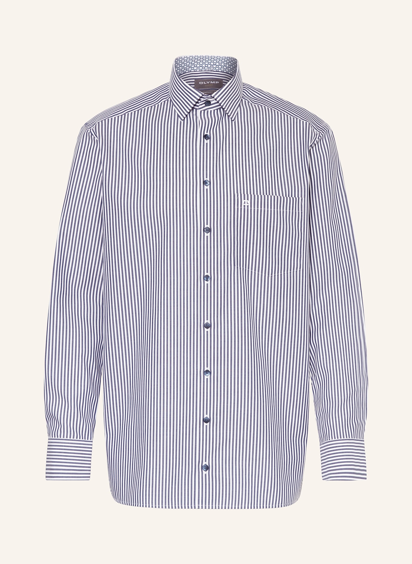 OLYMP Hemd Luxor comfort fit mit extralangem Arm: DUNKELBLAU / WEISS