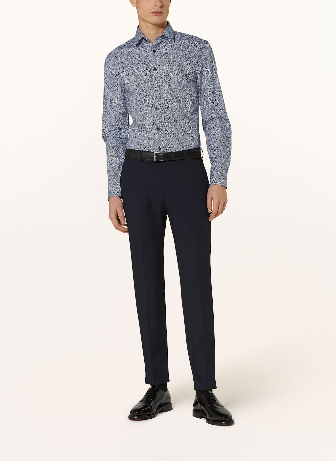 OLYMP Hemd No. Six super slim: DUNKELBLAU / HELLBLAU / WEISS