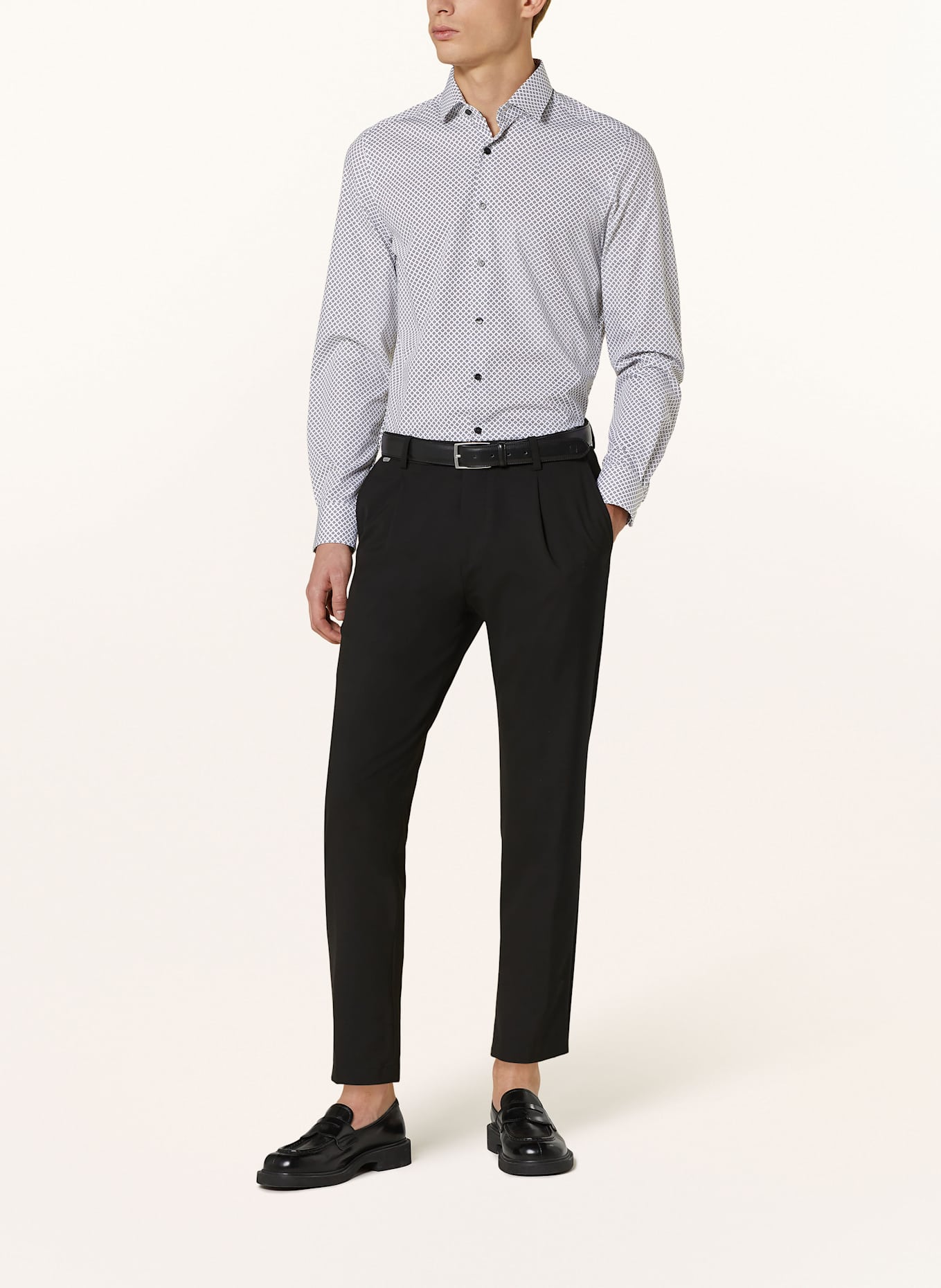 OLYMP Hemd Level Five body fit: SCHWARZ / WEISS