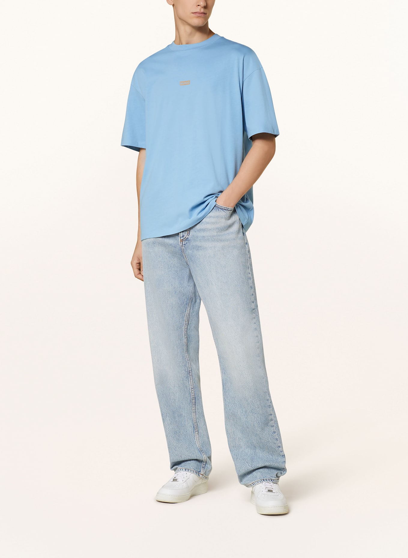 HUGO T-Shirt NALONO: HELLBLAU