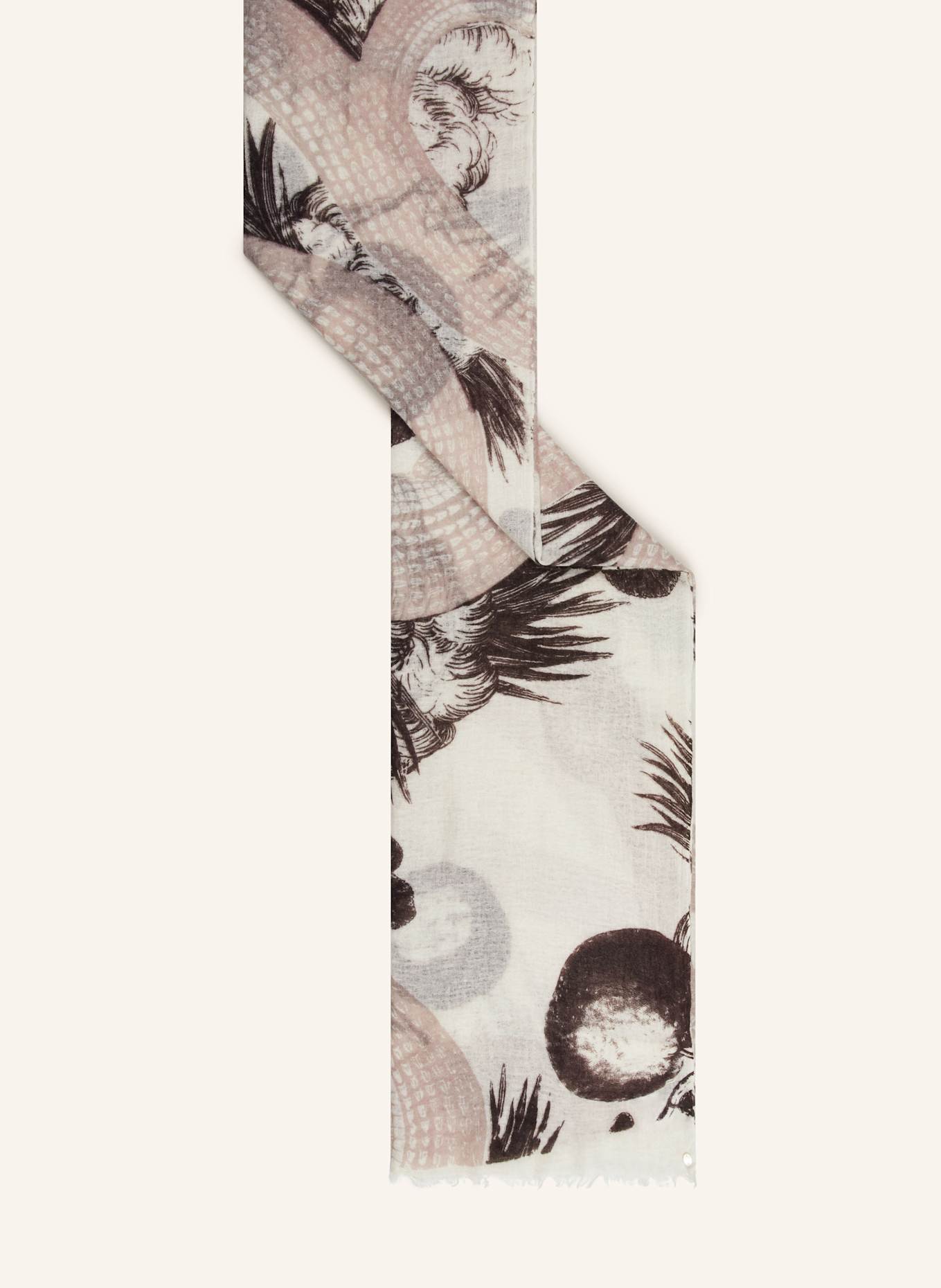 friendly hunting Cashmere scarf GARDEN EDEN: BEIGE / DARK BROWN / TAUPE