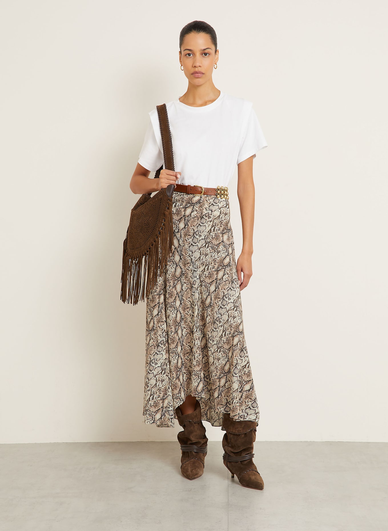 ISABEL MARANT Satin skirt SAKURA made of silk in brown/ dark