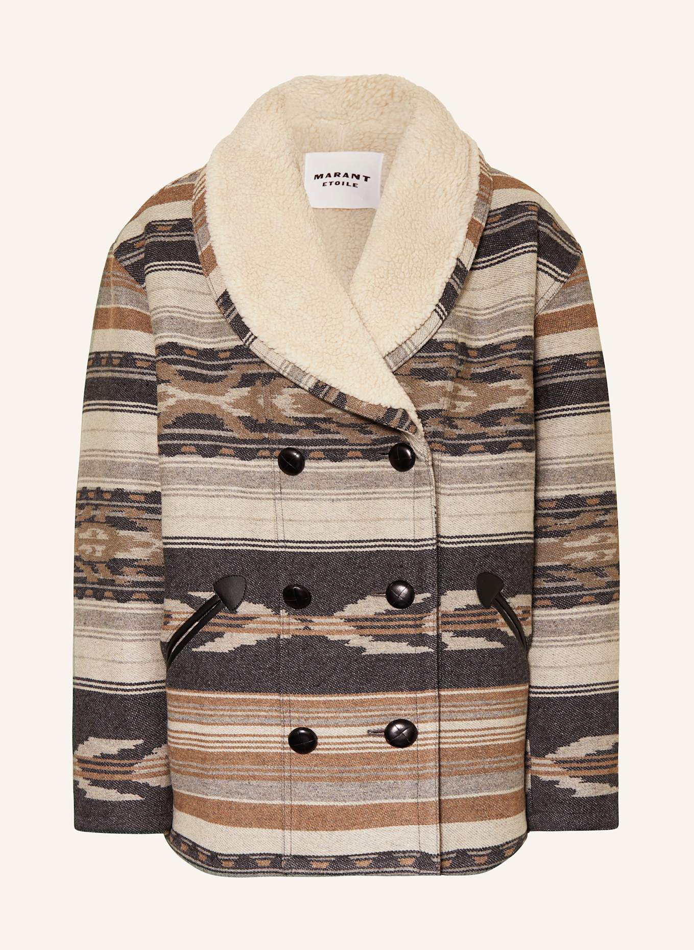 MARANT ÉTOILE Jacke DORCAS mit Teddyfell: BEIGE / SCHWARZ / BRAUN