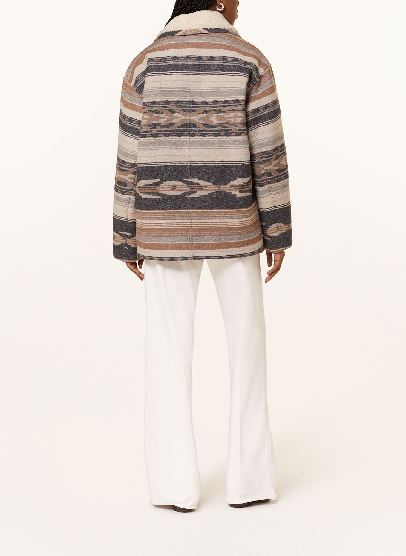 MARANT ÉTOILE Jacke DORCAS mit Teddyfell: BEIGE / SCHWARZ / BRAUN