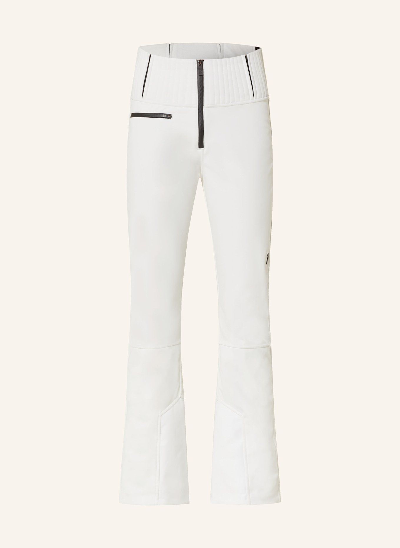 White softshell ski pants top