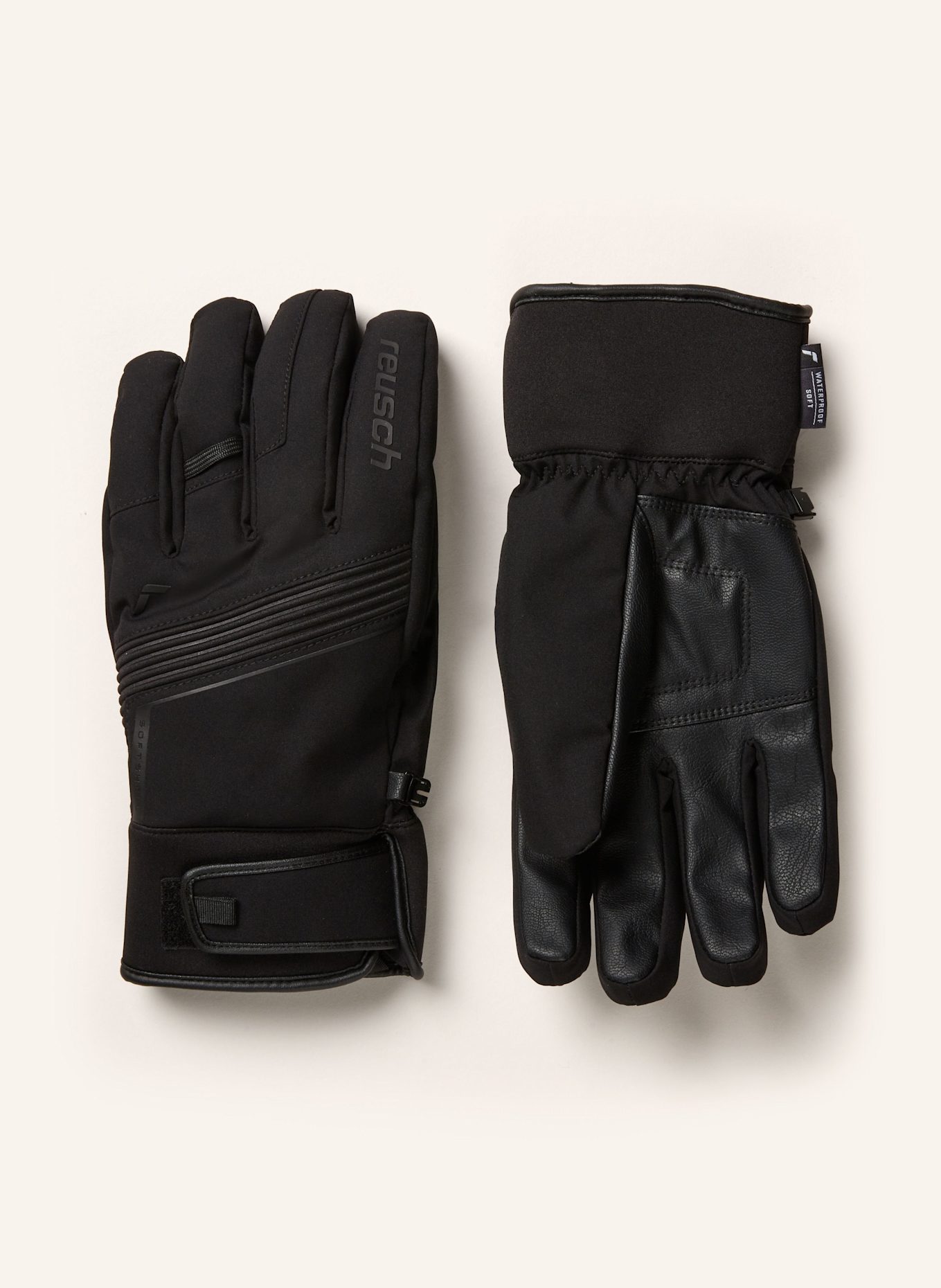 Black leather ski gloves best sale