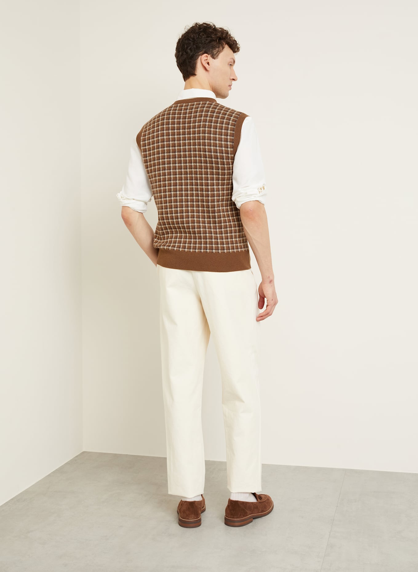 RALPH LAUREN PURPLE LABEL Cashmere-Pullunder: BRAUN / CREME