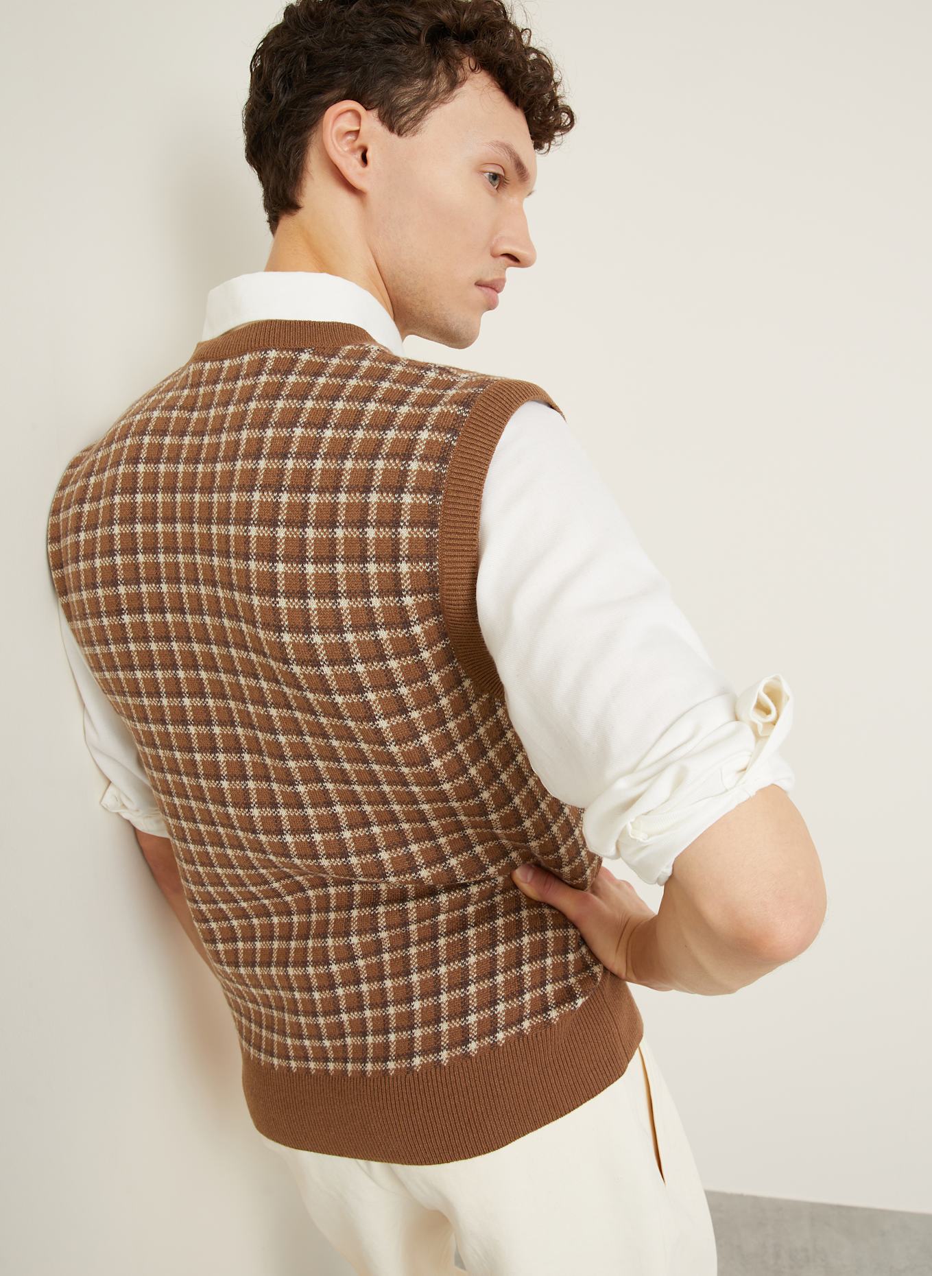 RALPH LAUREN PURPLE LABEL Cashmere-Pullunder: BRAUN / CREME