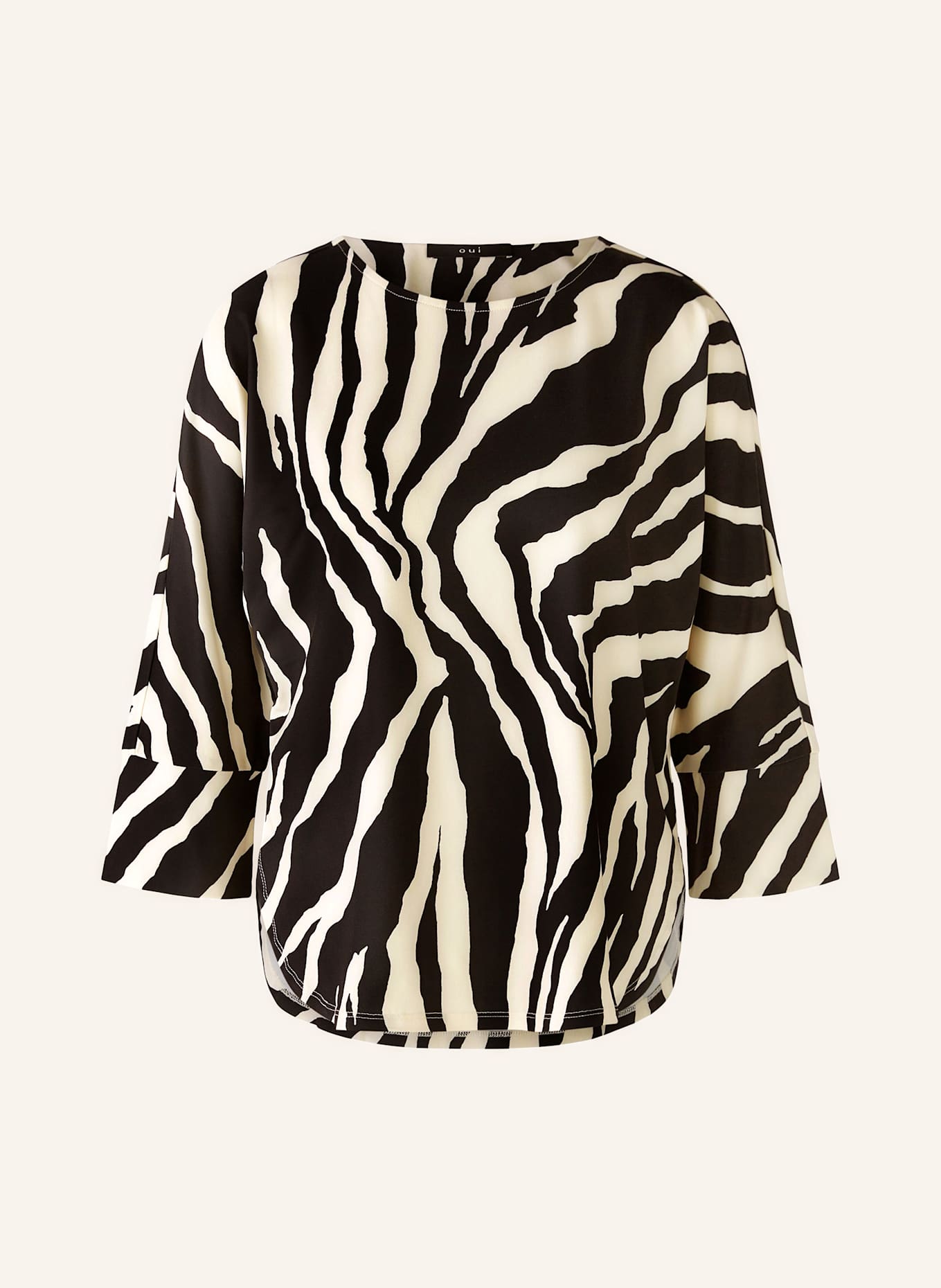 oui Shirt mit 3/4-Arm: SCHWARZ/ BEIGE