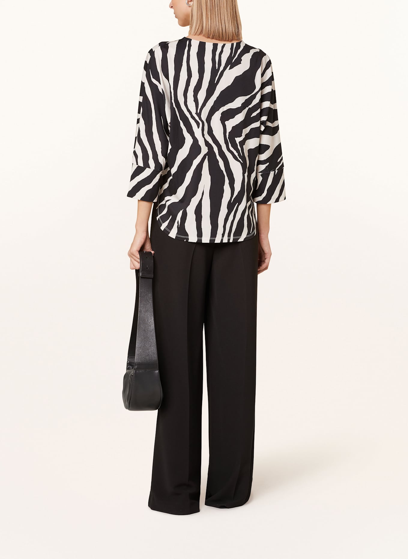 oui Shirt mit 3/4-Arm: SCHWARZ/ BEIGE