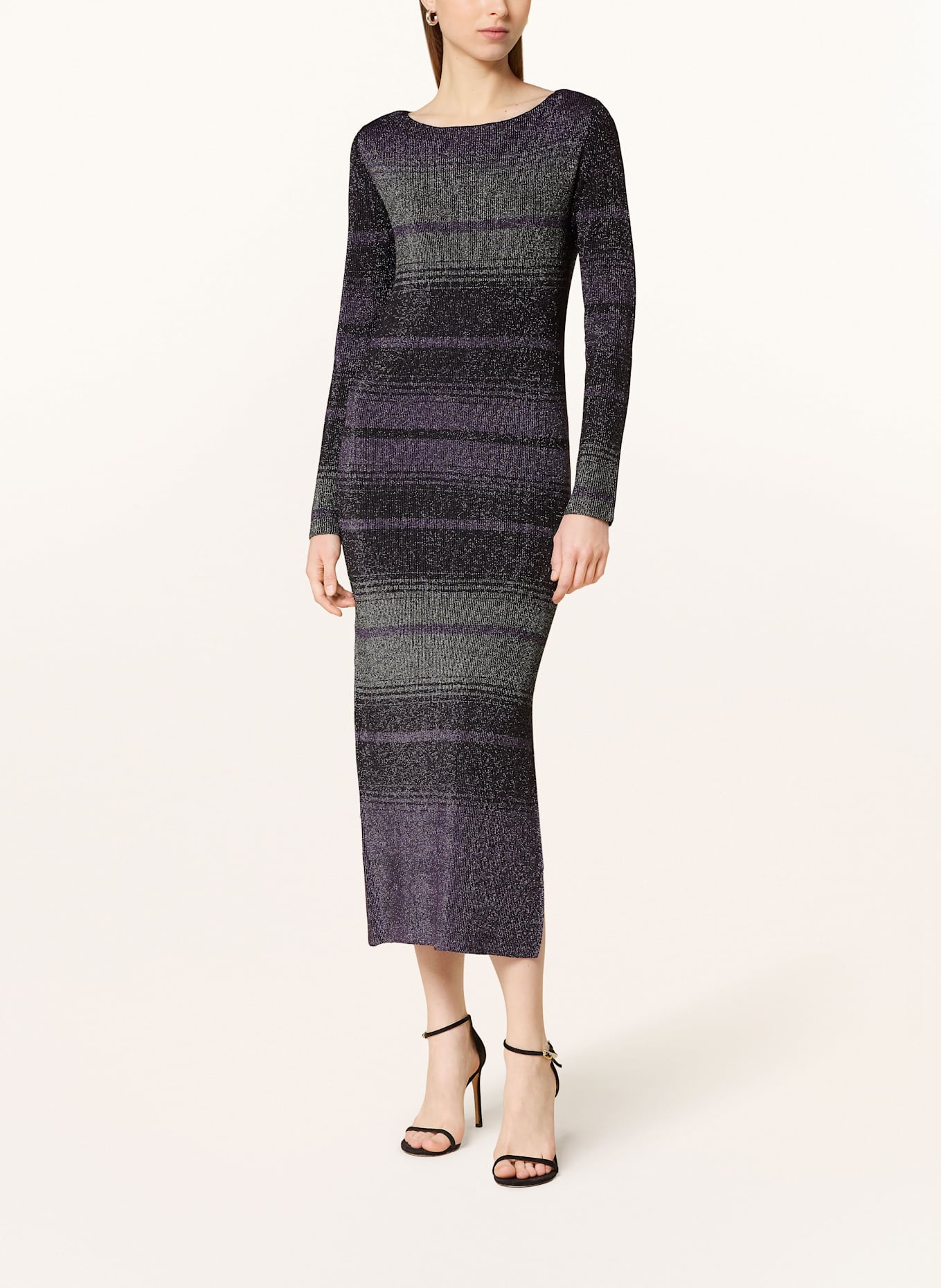 oui Strickkleid mit Glitzergarn: SCHWARZ / LILA / SILBER