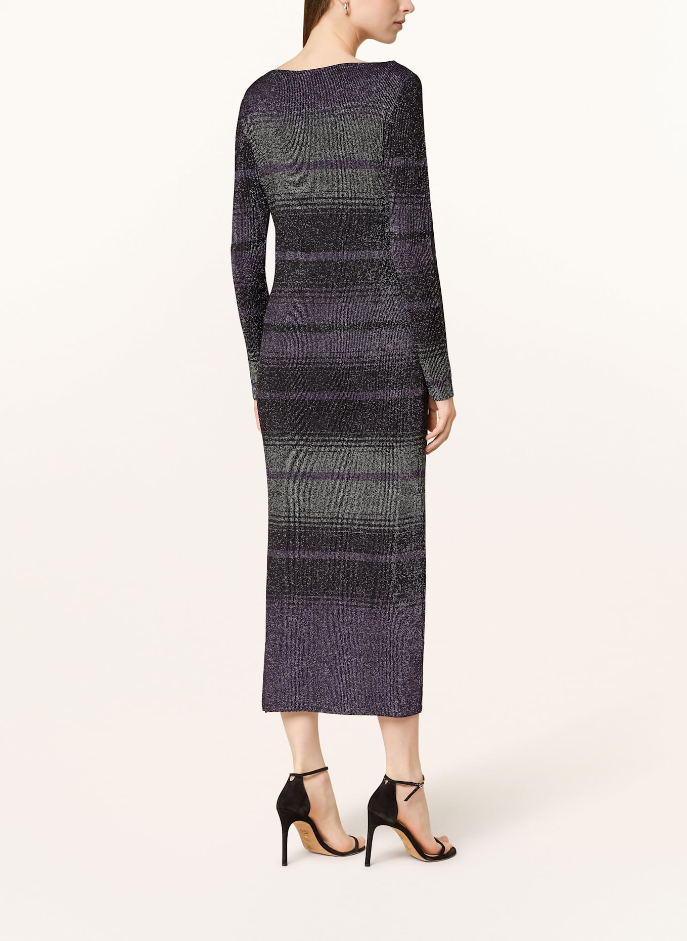 oui Strickkleid mit Glitzergarn: SCHWARZ / LILA / SILBER