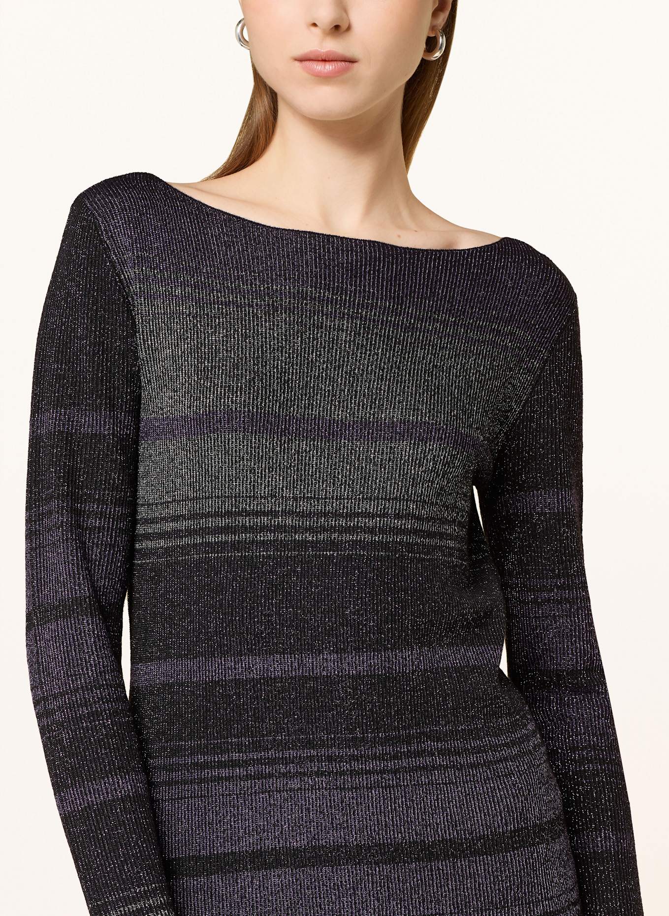 oui Strickkleid mit Glitzergarn: SCHWARZ / LILA / SILBER