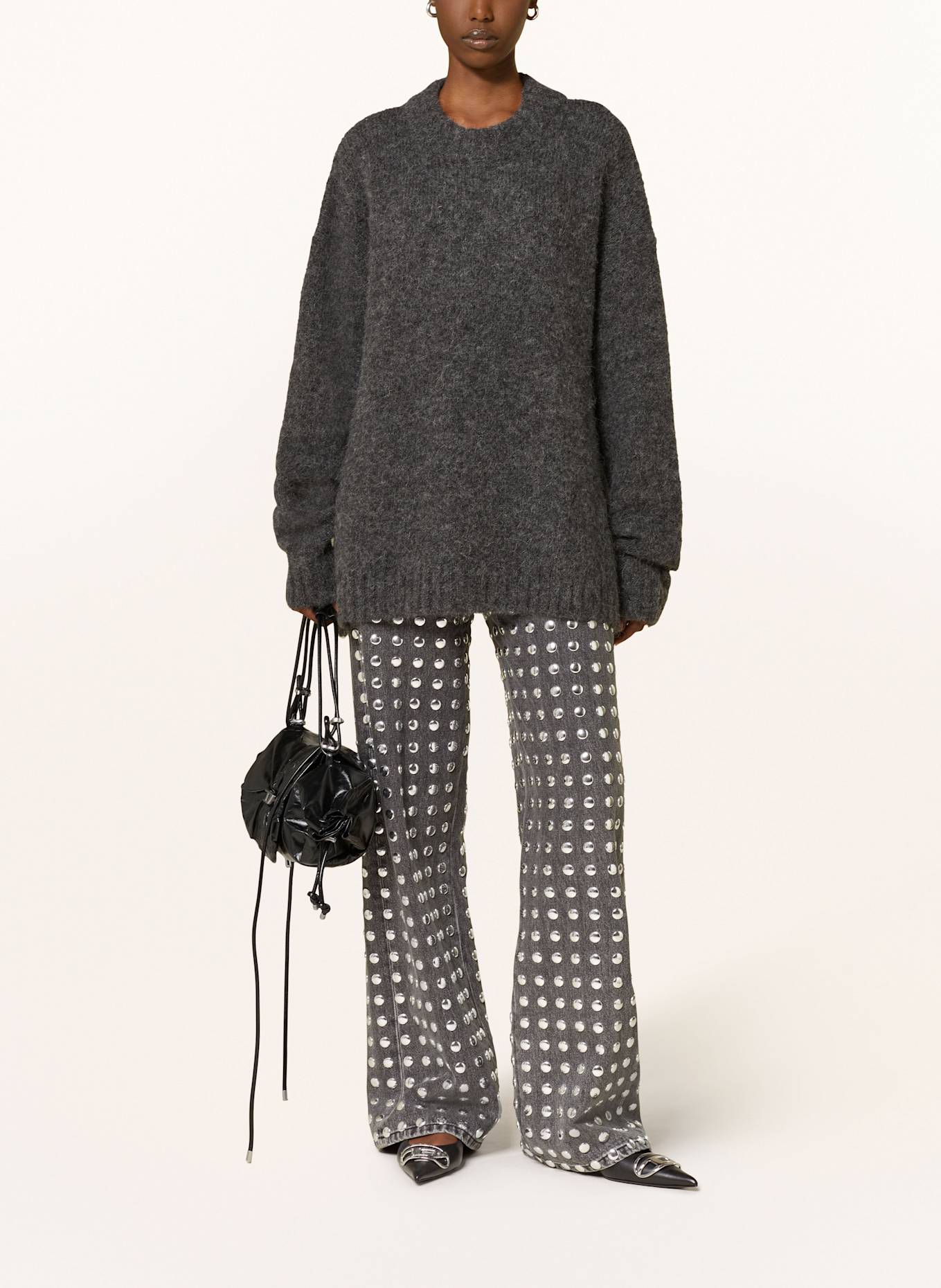 black palms KELLY oversized sweater made from alpaca: DARK GRAY