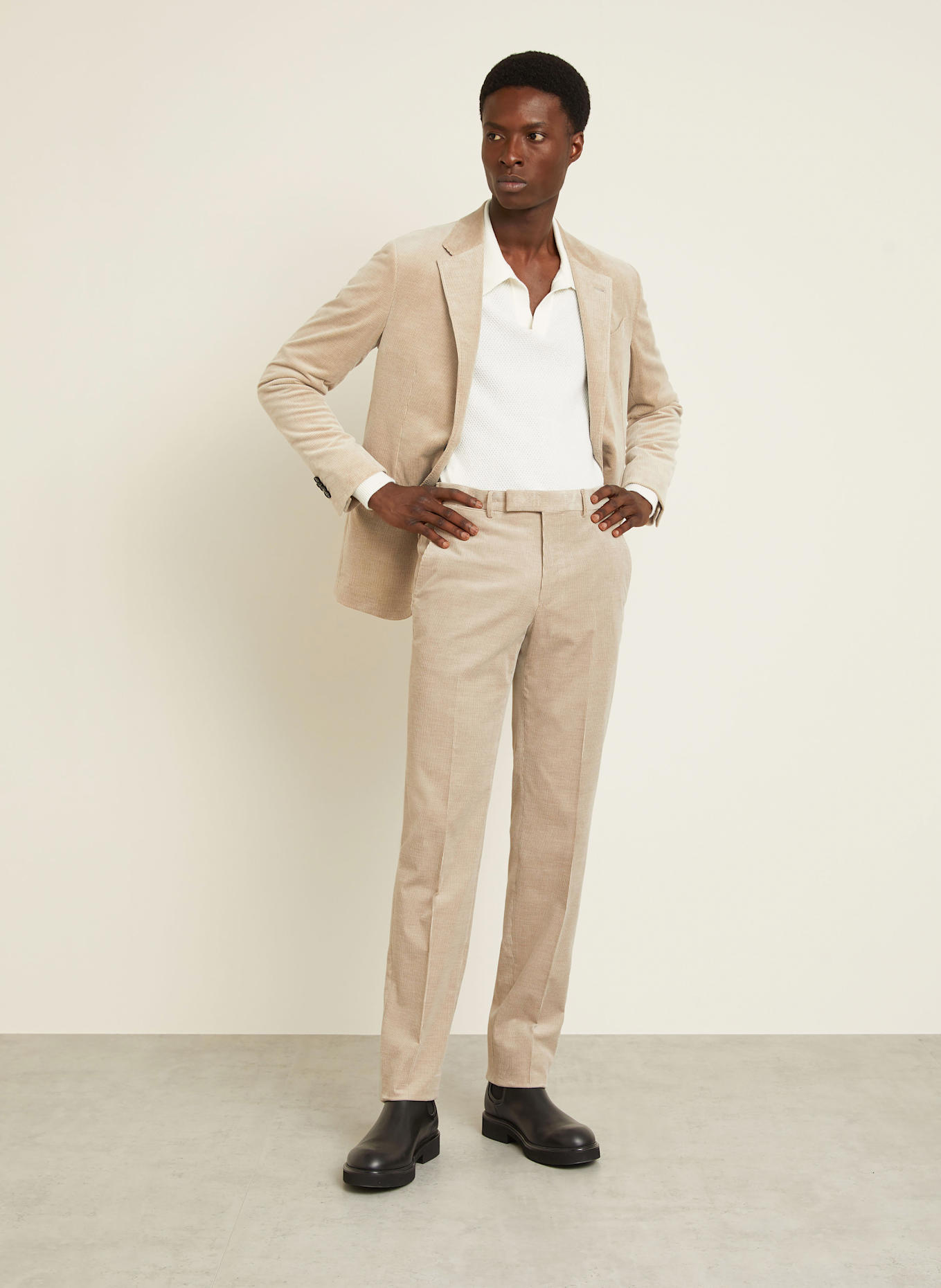 ZEGNA Pantalon en velours côtelé coupe classique: TAUPE