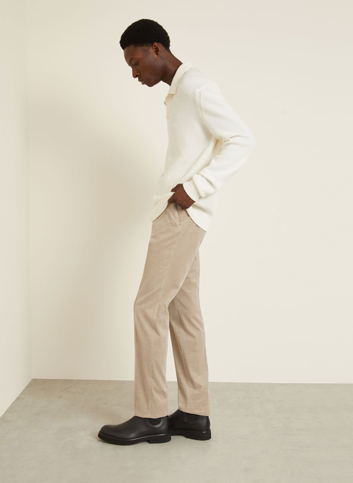 ZEGNA Pantalon en velours côtelé coupe classique: TAUPE