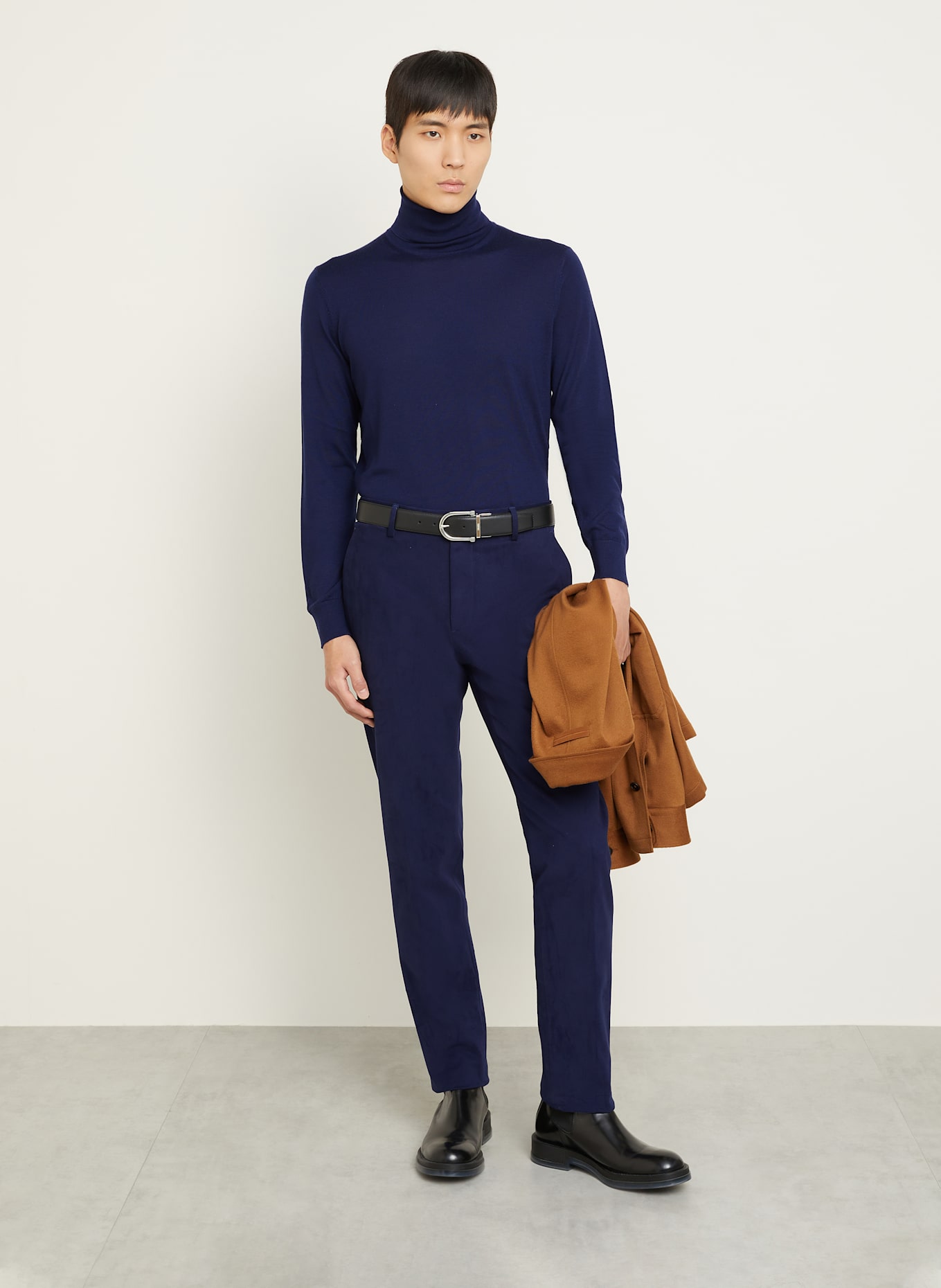 ZEGNA Turtleneck sweater in cashmere with silk: DARK BLUE