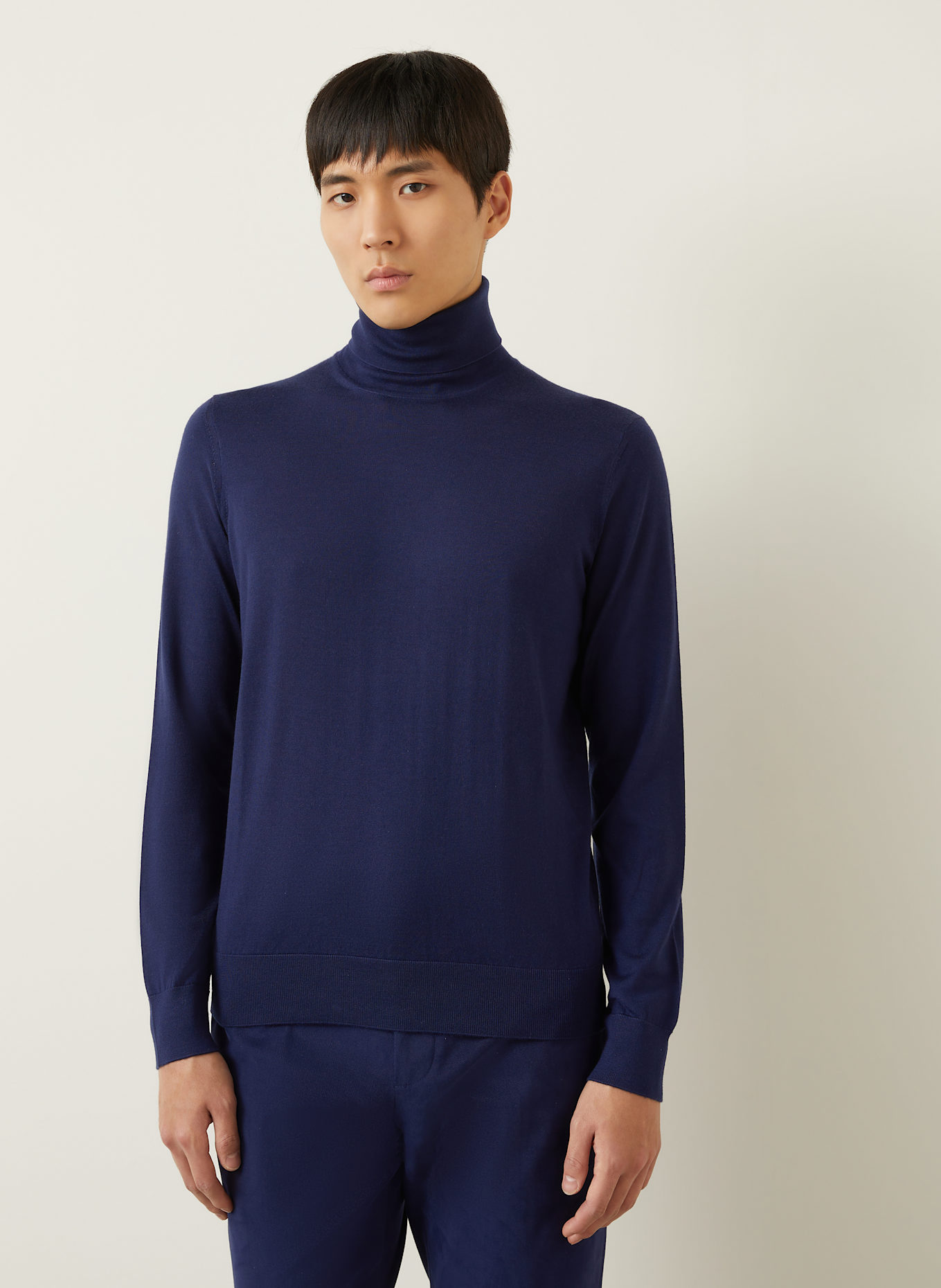 ZEGNA Turtleneck sweater in cashmere with silk: DARK BLUE