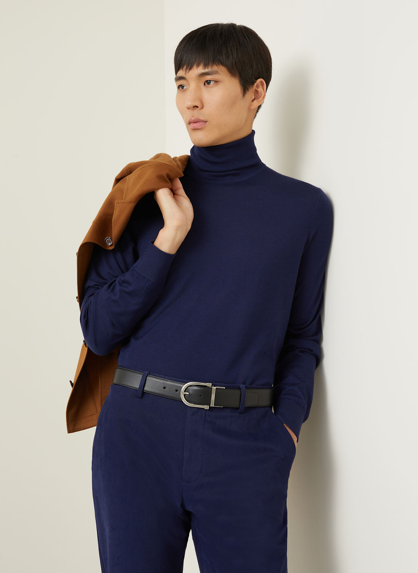 ZEGNA Turtleneck sweater in cashmere with silk: DARK BLUE