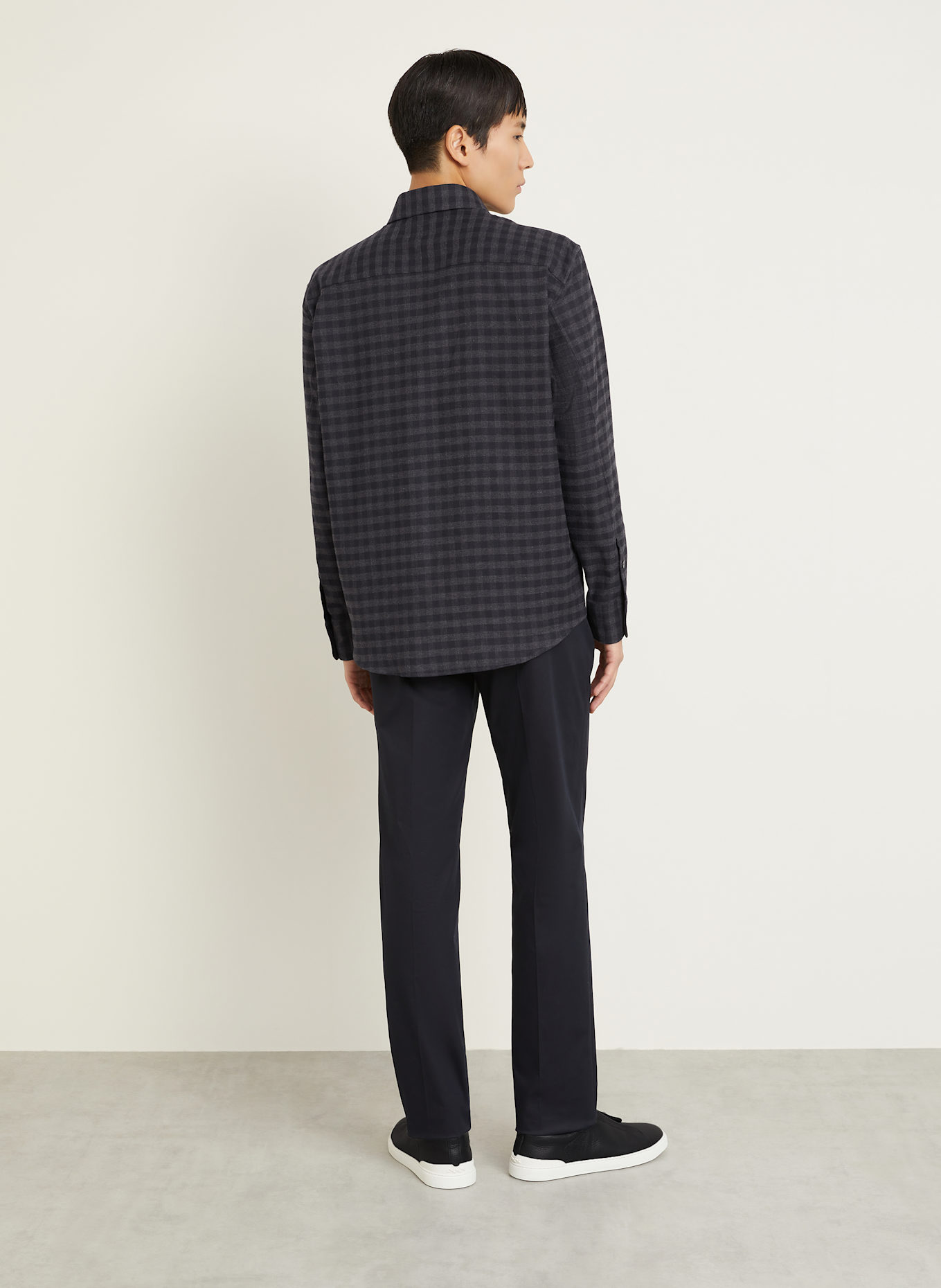 ZEGNA Flanellhemd Regular Fit: DUNKELGRAU / GRAU