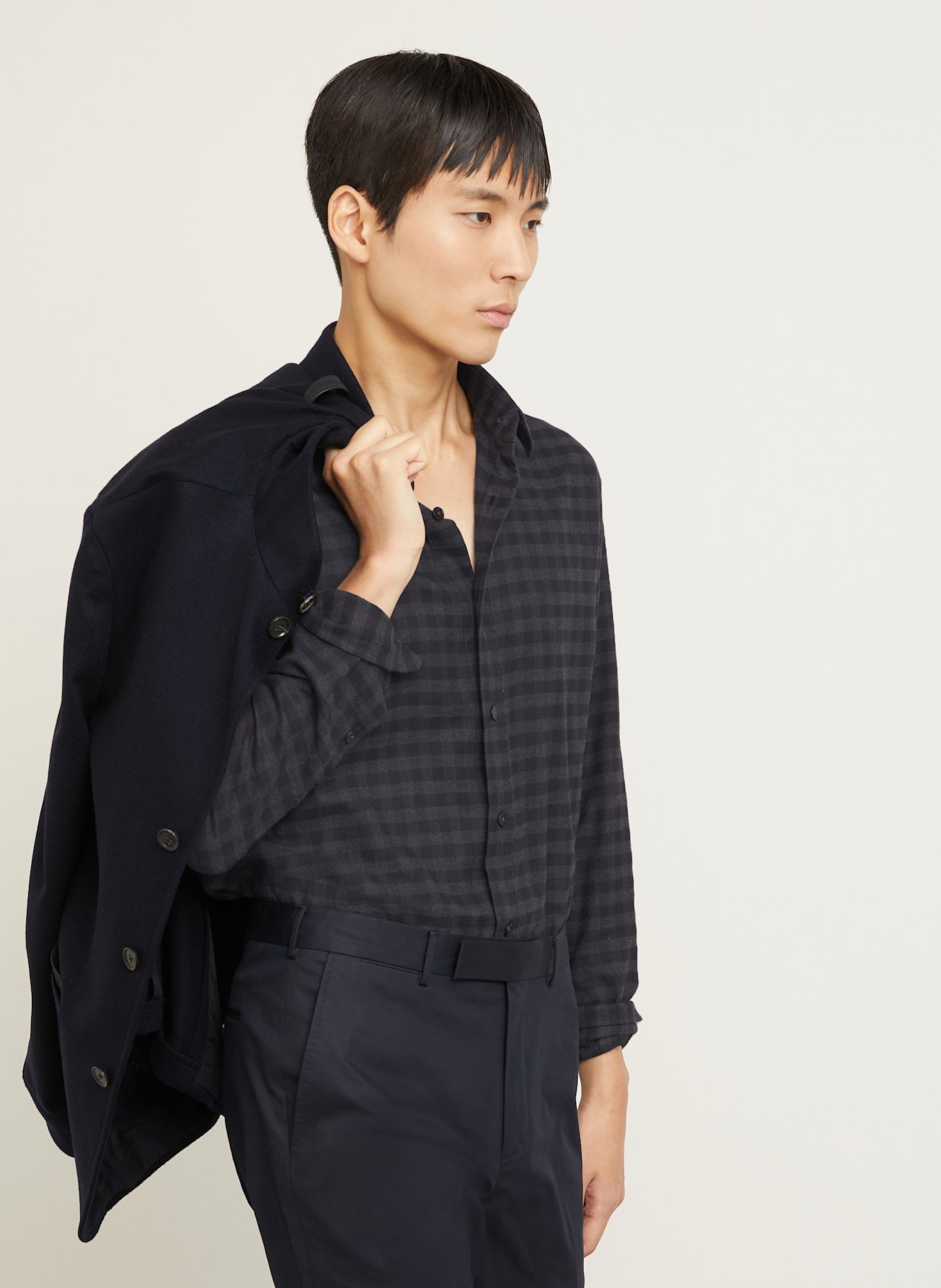 ZEGNA Flanellhemd Regular Fit: DUNKELGRAU / GRAU