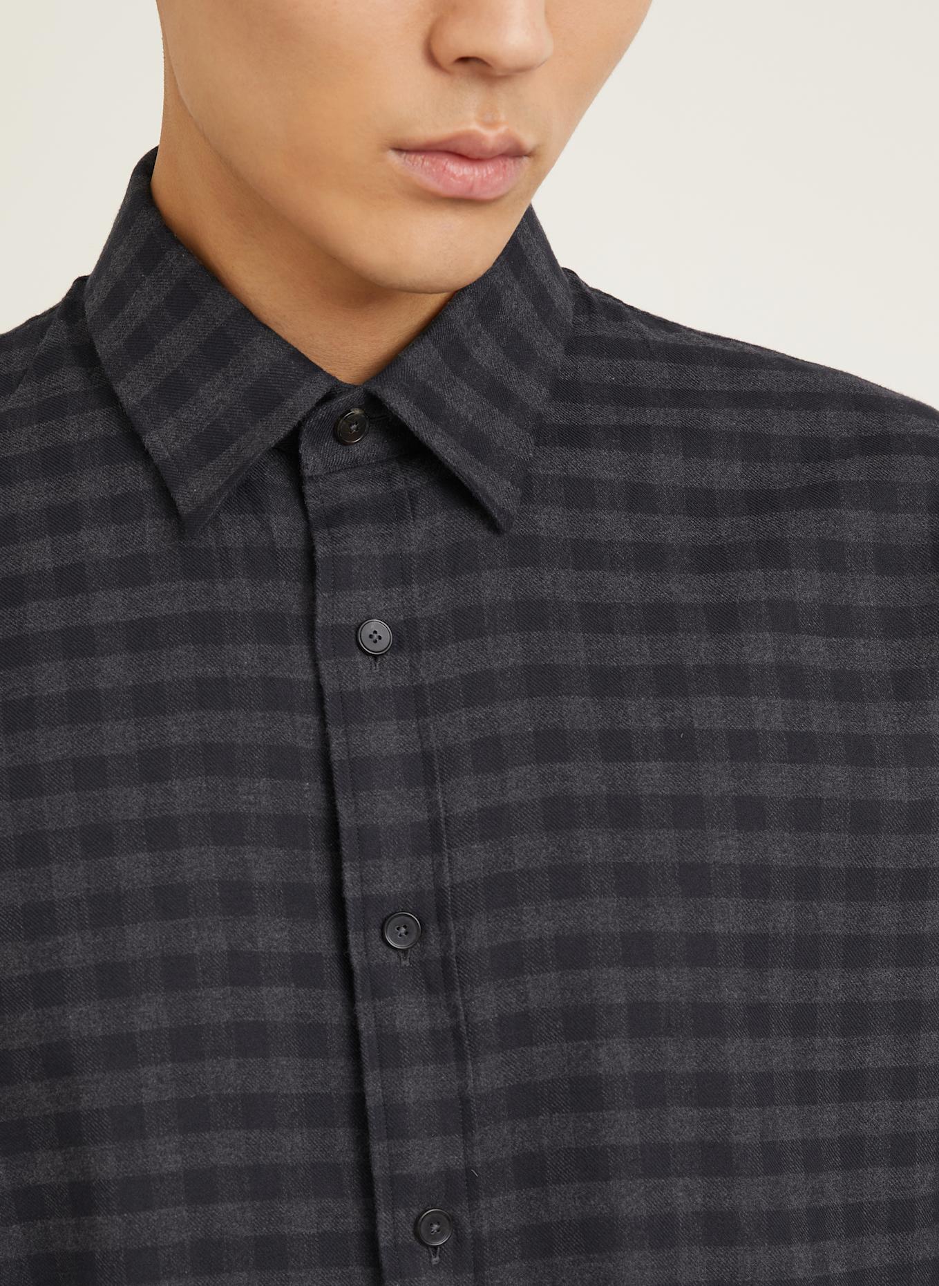 ZEGNA Flanellhemd Regular Fit: DUNKELGRAU / GRAU