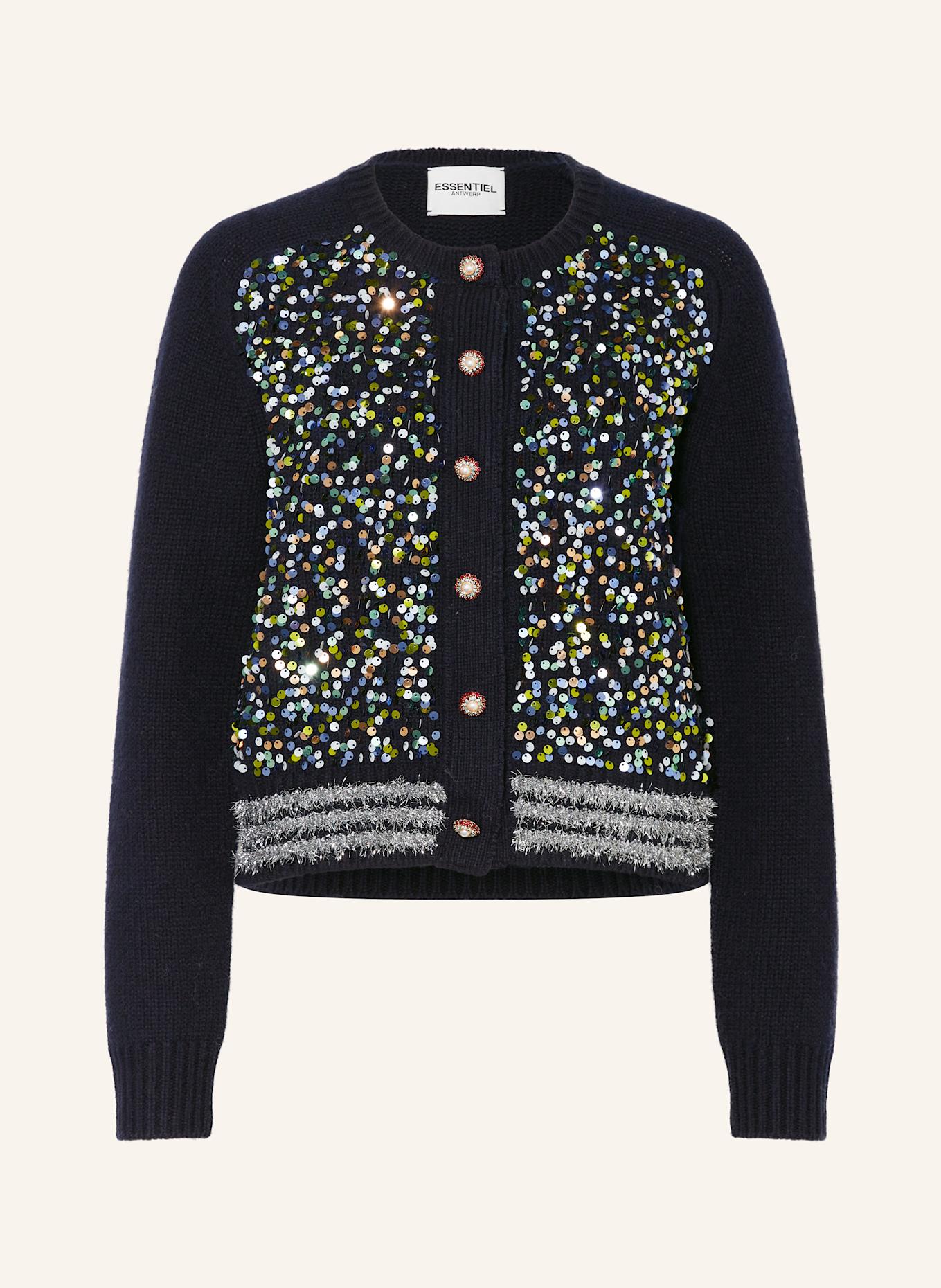 ESSENTIEL ANTWERP HALTER cardigan with sequins, Color: DARK BLUE (Image 1)