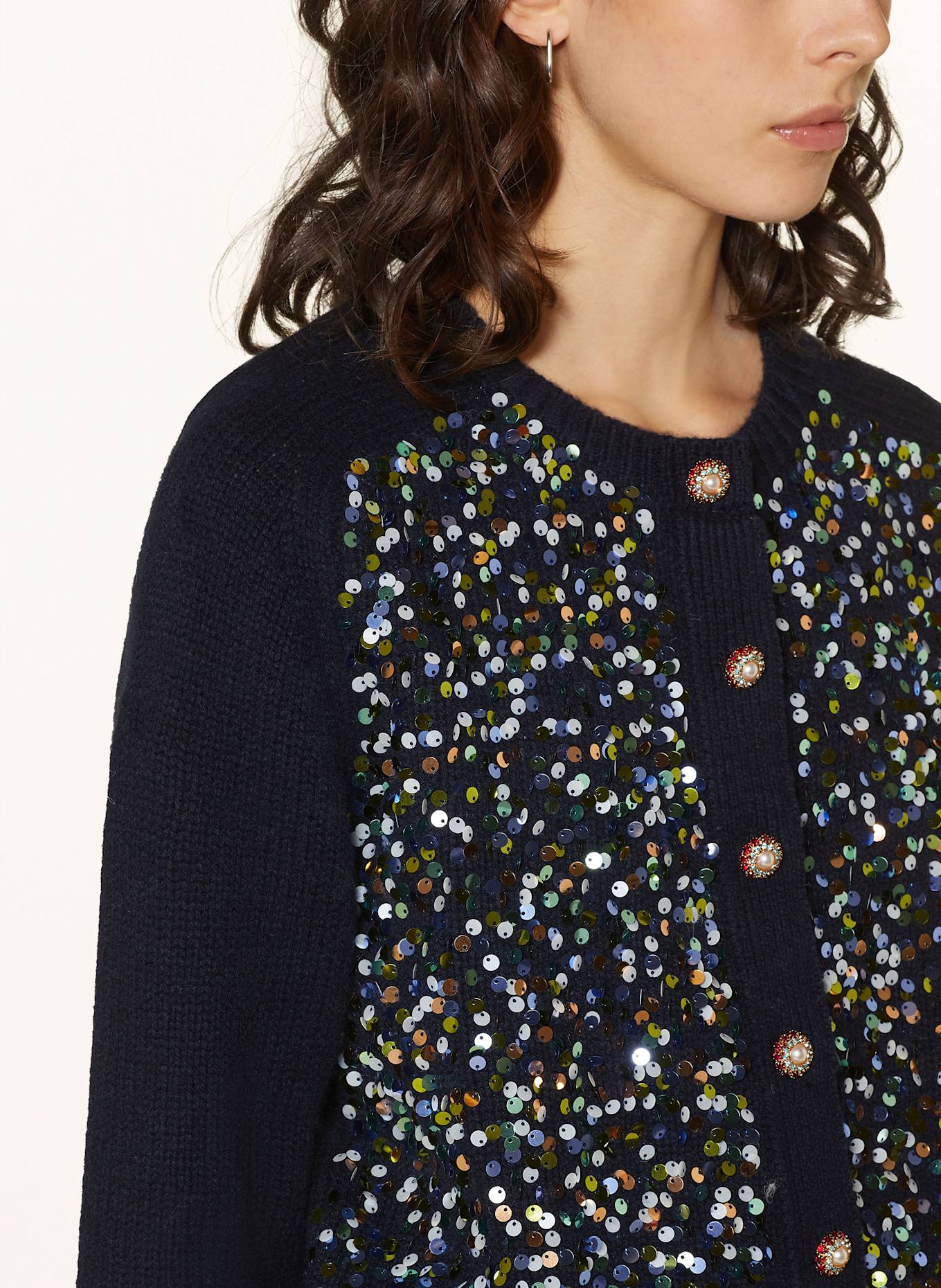ESSENTIEL ANTWERP HALTER cardigan with sequins, Color: DARK BLUE (Image 4)