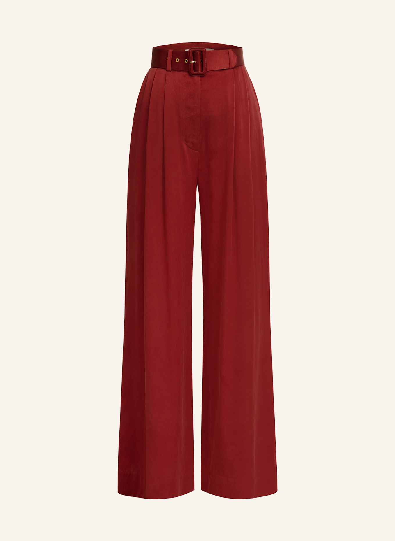 ZIMMERMANN Satin wide leg trousers in silk: DARK RED