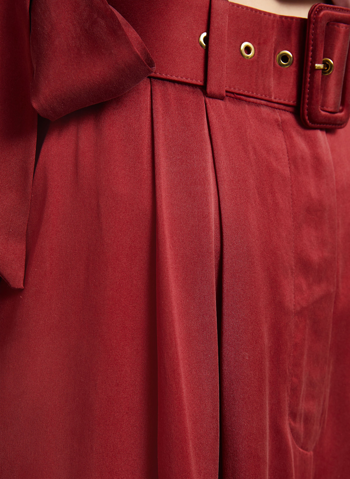 ZIMMERMANN Satin wide leg trousers in silk: DARK RED