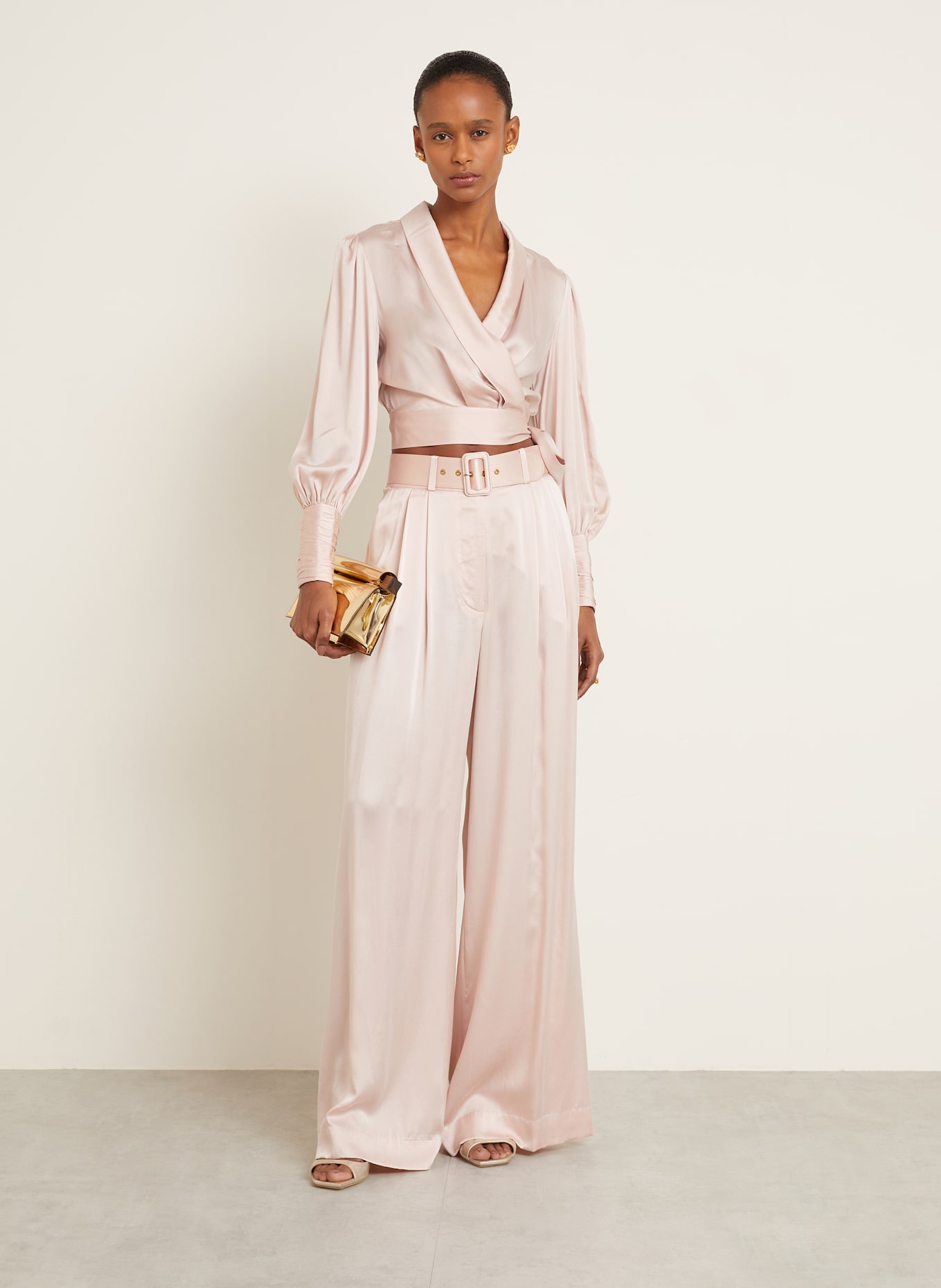 ZIMMERMANN Cropped-Wickelbluse aus Seide: ROSA