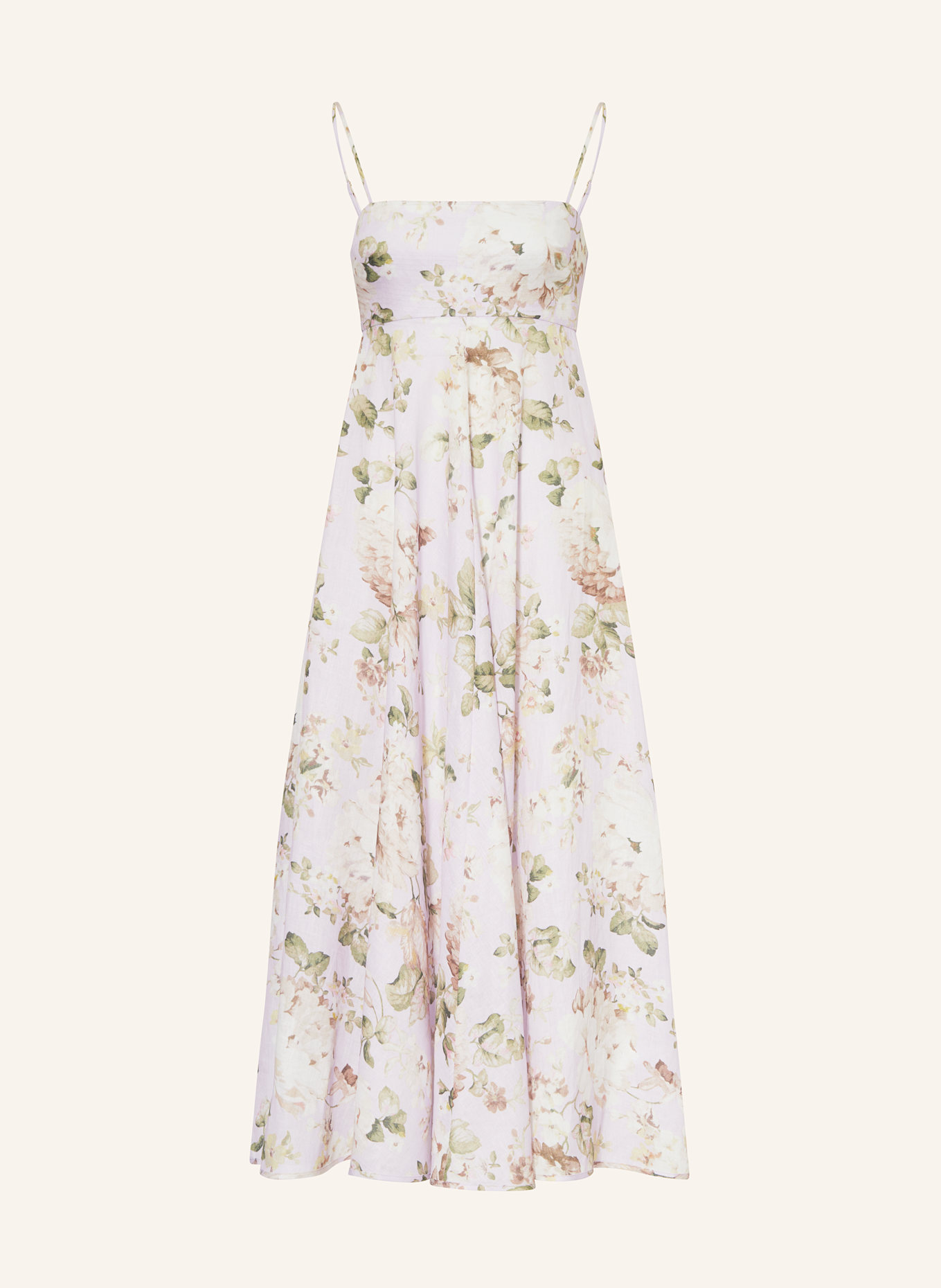 ZIMMERMANN Leinenkleid ACACIA: HELLLILA / HELLGRÜN