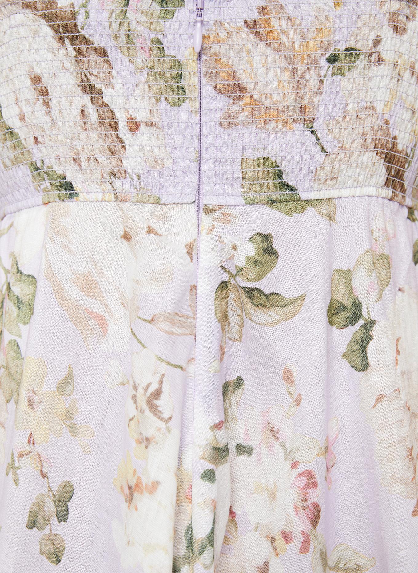 ZIMMERMANN Leinenkleid ACACIA: HELLLILA / HELLGRÜN