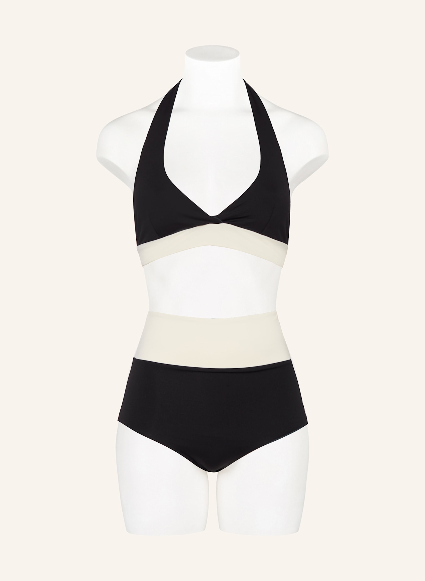 MYMARINI Neckholder-Bikini-Top NECKHOLDER TOP zum Wenden mit UV-Schutz 50+: SCHWARZ/ DUNKELGRAU/ ECRU