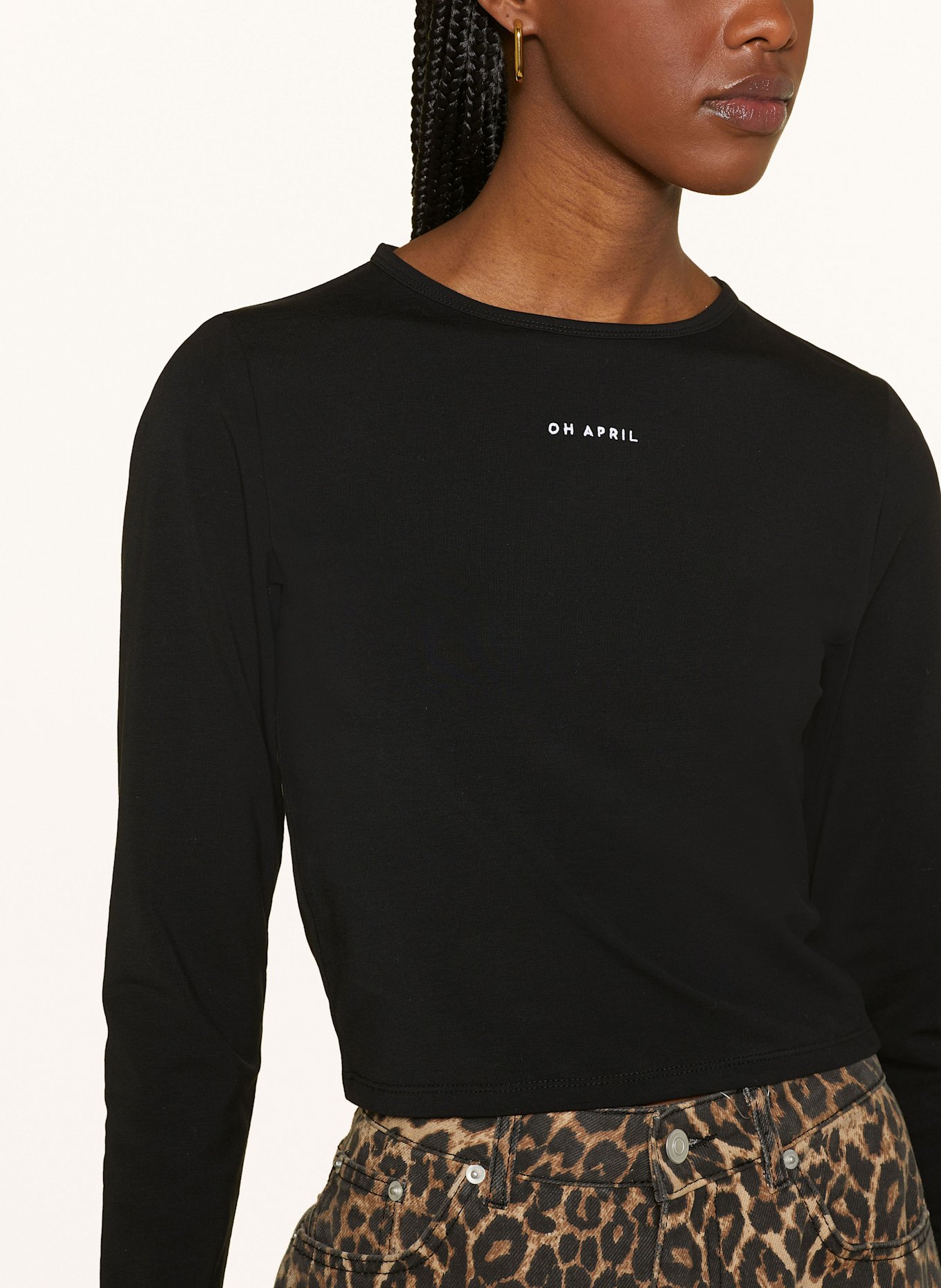 OH APRIL Cropped-Longsleeve ICA: SCHWARZ