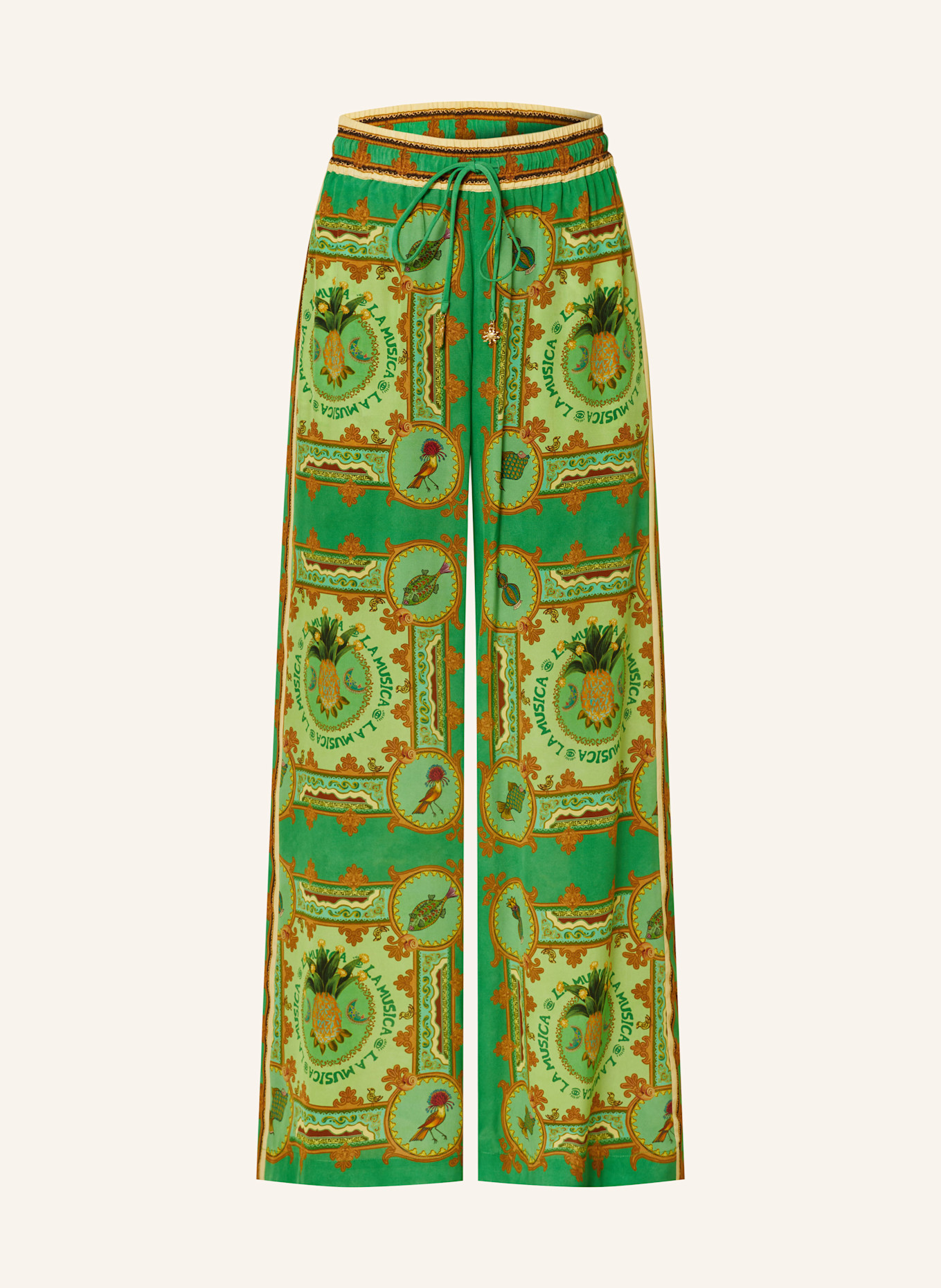 ALÉMAIS LA MUSICA silk Marlene trousers: GREEN / BROWN