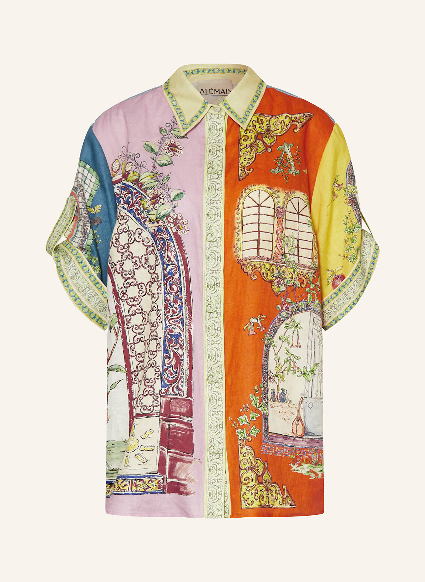 ALÉMAIS Koszula MONTE z lnu: ŻÓŁTY / POMARAŃCZOWY / SZARONIEBIESKI