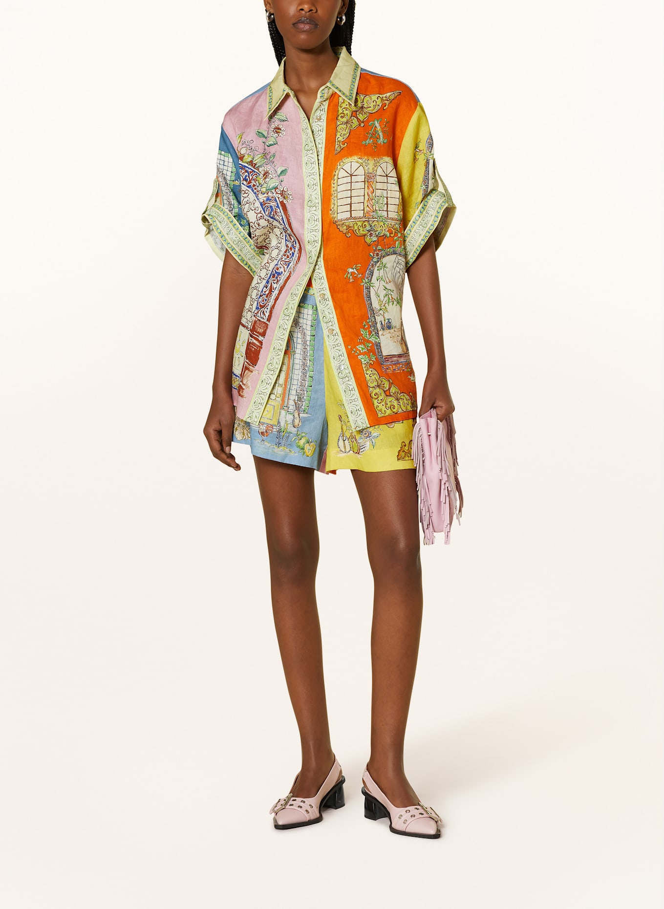 ALÉMAIS Koszula MONTE z lnu: ŻÓŁTY / POMARAŃCZOWY / SZARONIEBIESKI