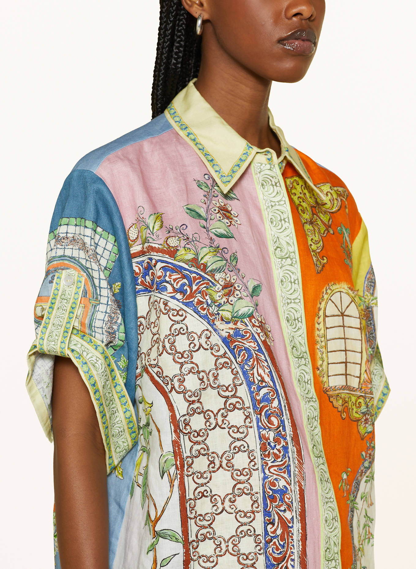 ALÉMAIS Koszula MONTE z lnu: ŻÓŁTY / POMARAŃCZOWY / SZARONIEBIESKI