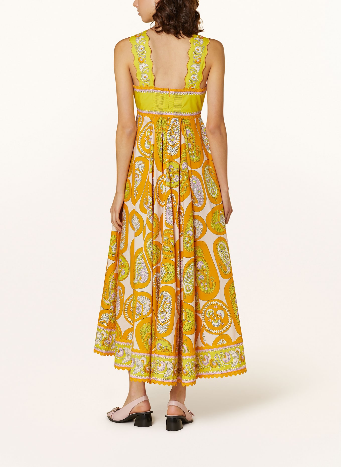 ALÉMAIS Šaty DIANA: TMAVĚ ORANŽOVÁ / TMAVĚ ORANŽOVÁ / ŽLUTÁ