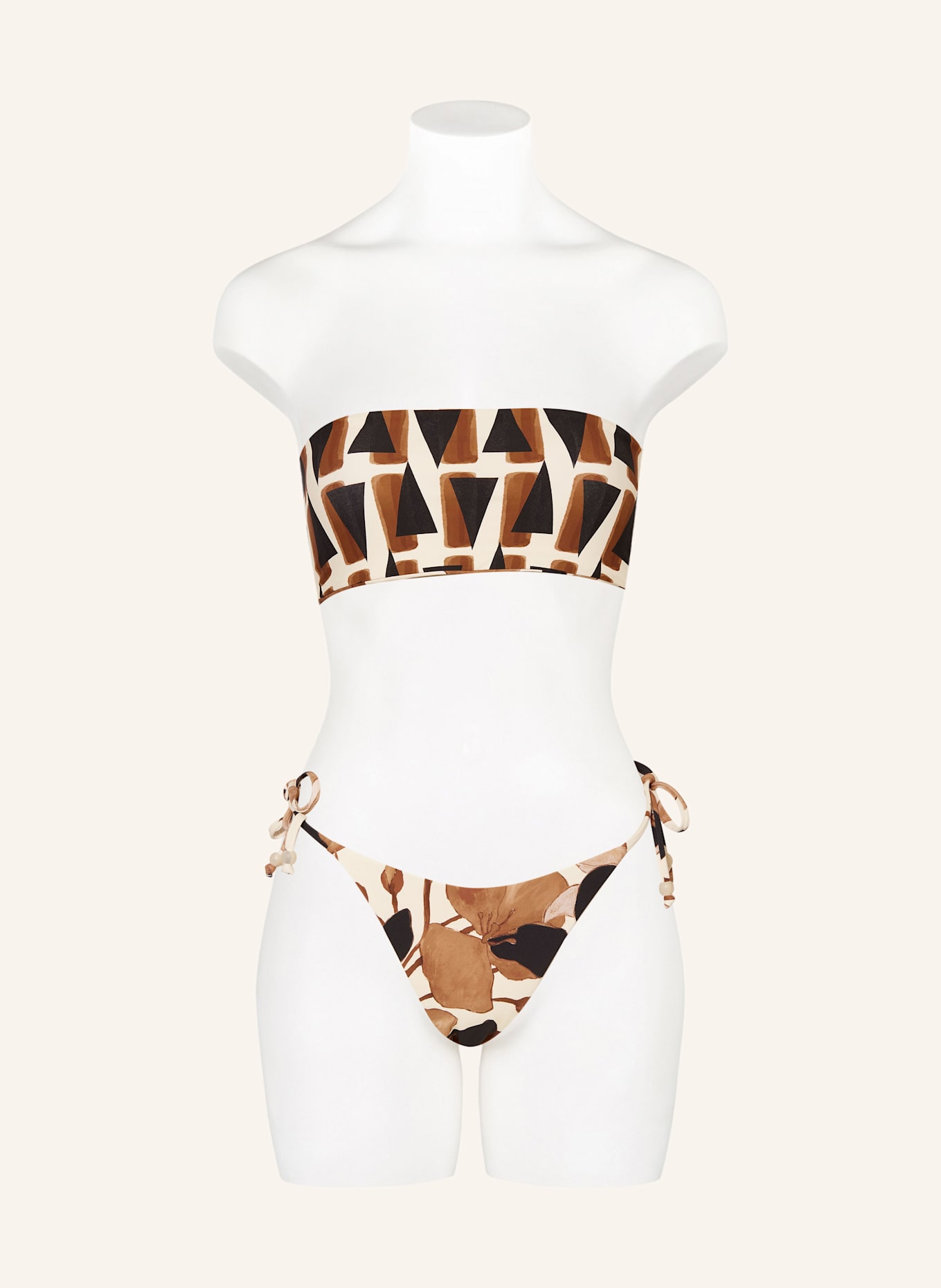SEAFOLLY Bandeau-Bikini-Top SECRET GARDEN zum Wenden: SCHWARZ/ CREME/ BRAUN