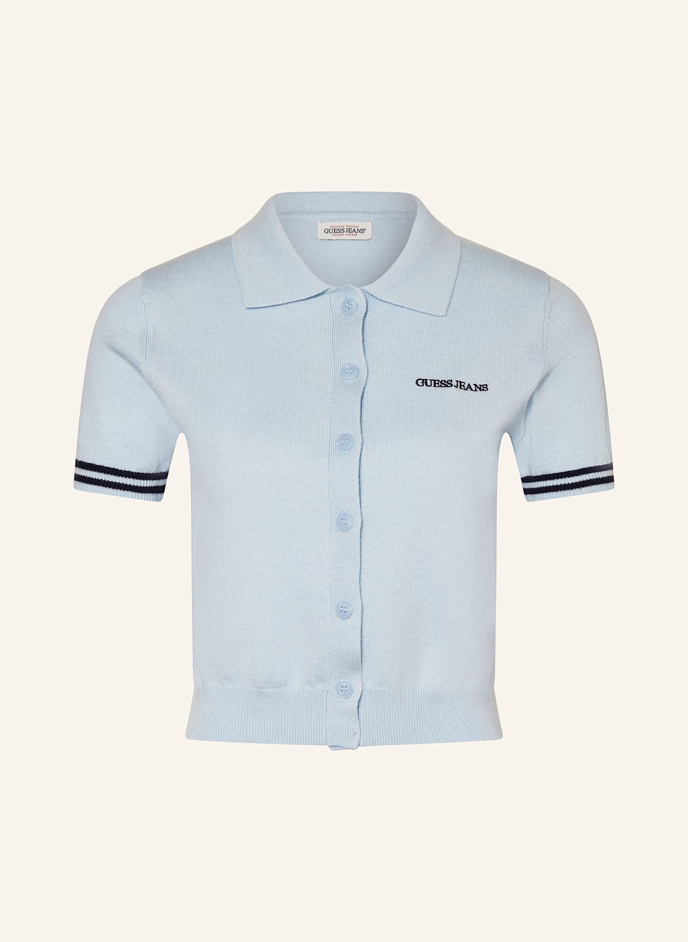 GUESS JEANS Knitted polo shirt: LIGHT BLUE