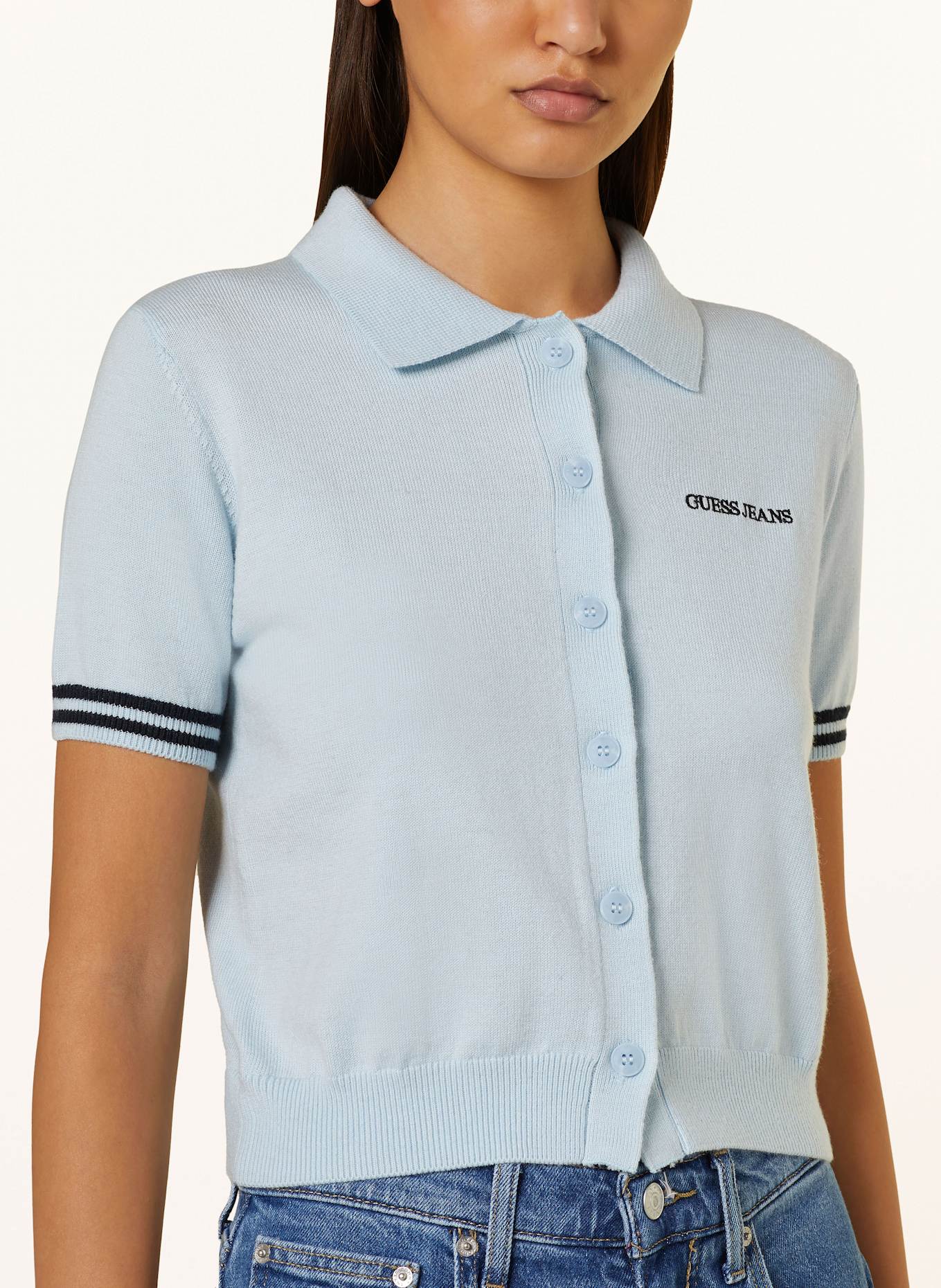 GUESS JEANS Knitted polo shirt: LIGHT BLUE