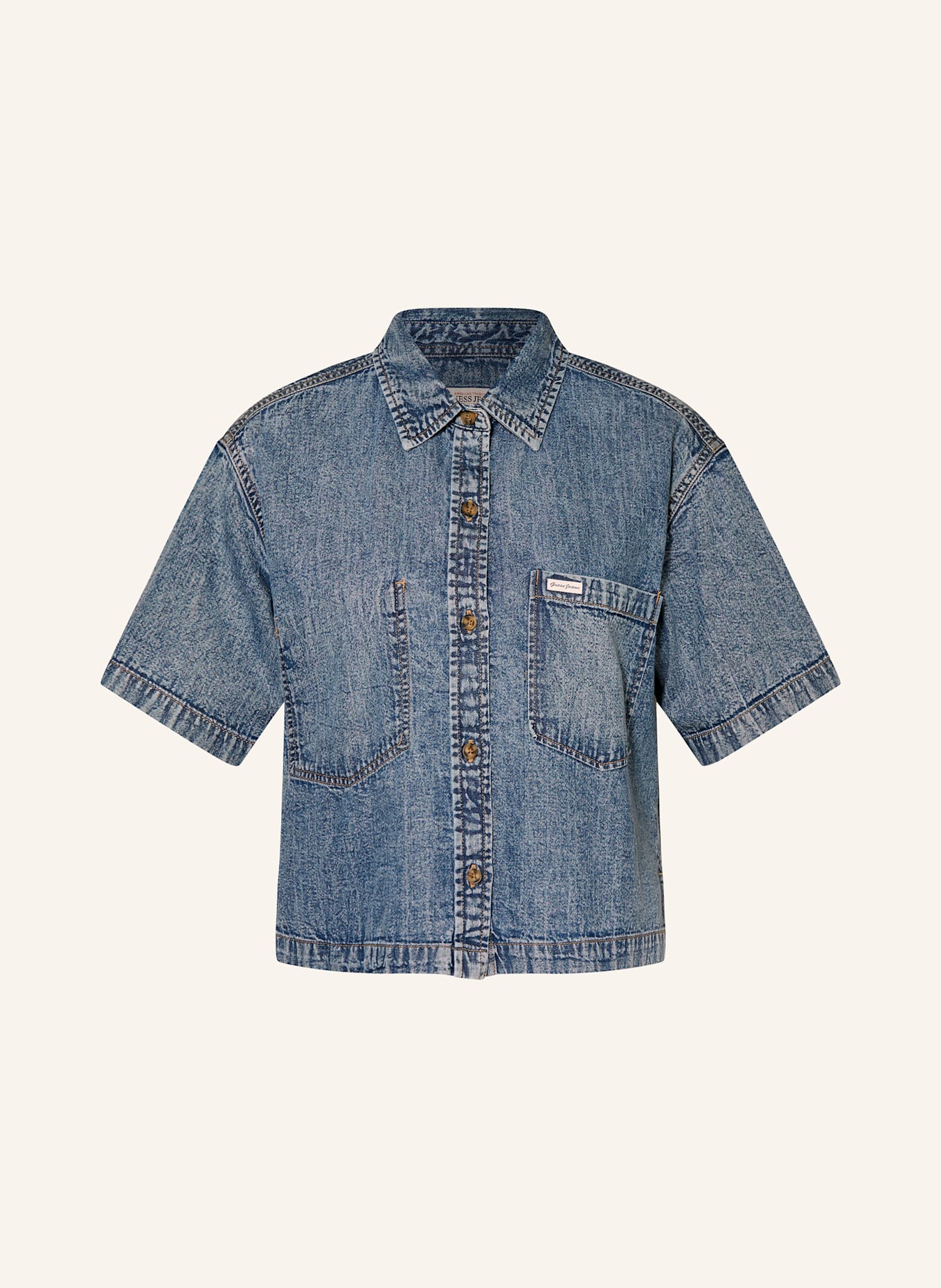 GUESS JEANS Bluzka jeansowa oversize: NIEBIESKI